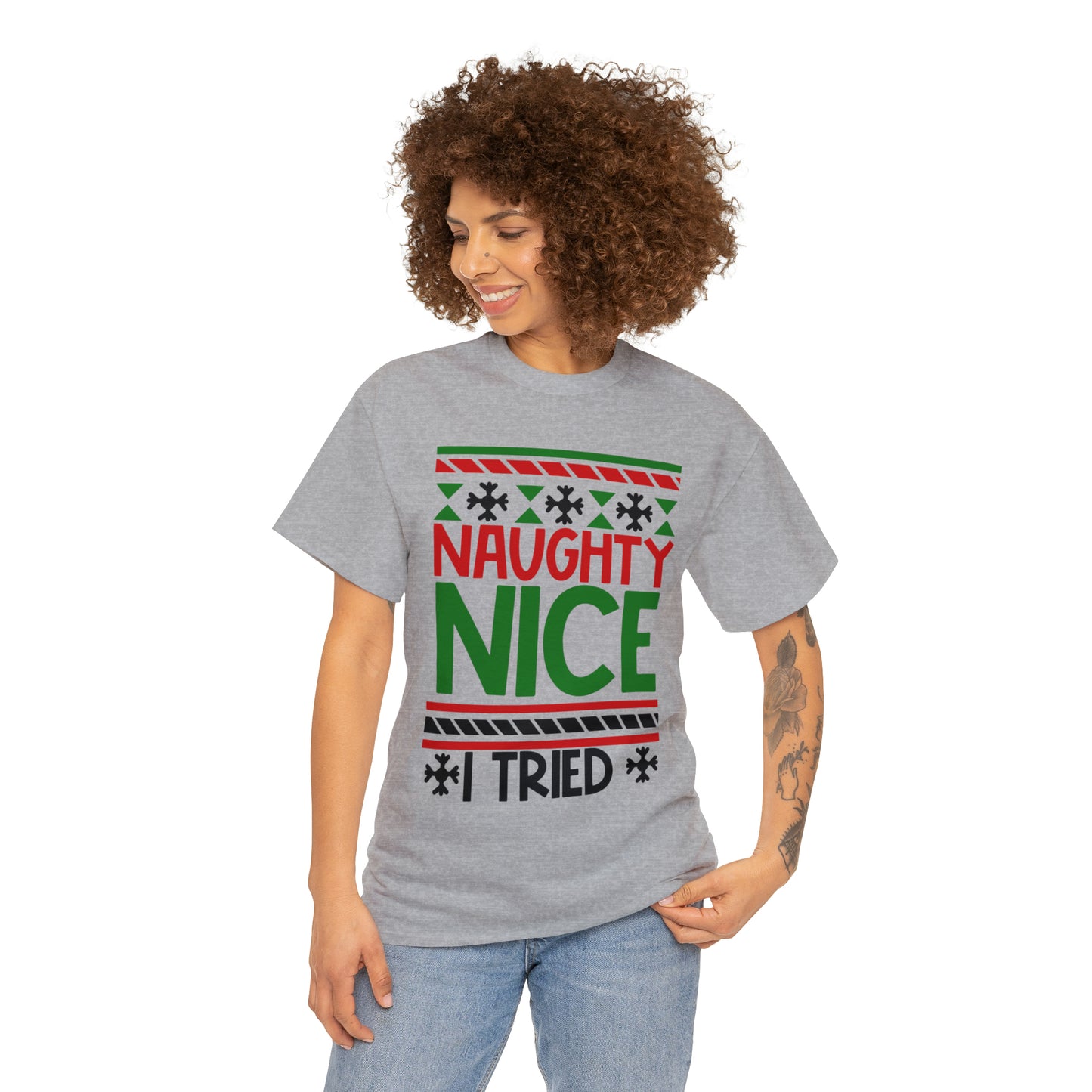 Naughty Nice I Tried Unisex Heavy Cotton Tee