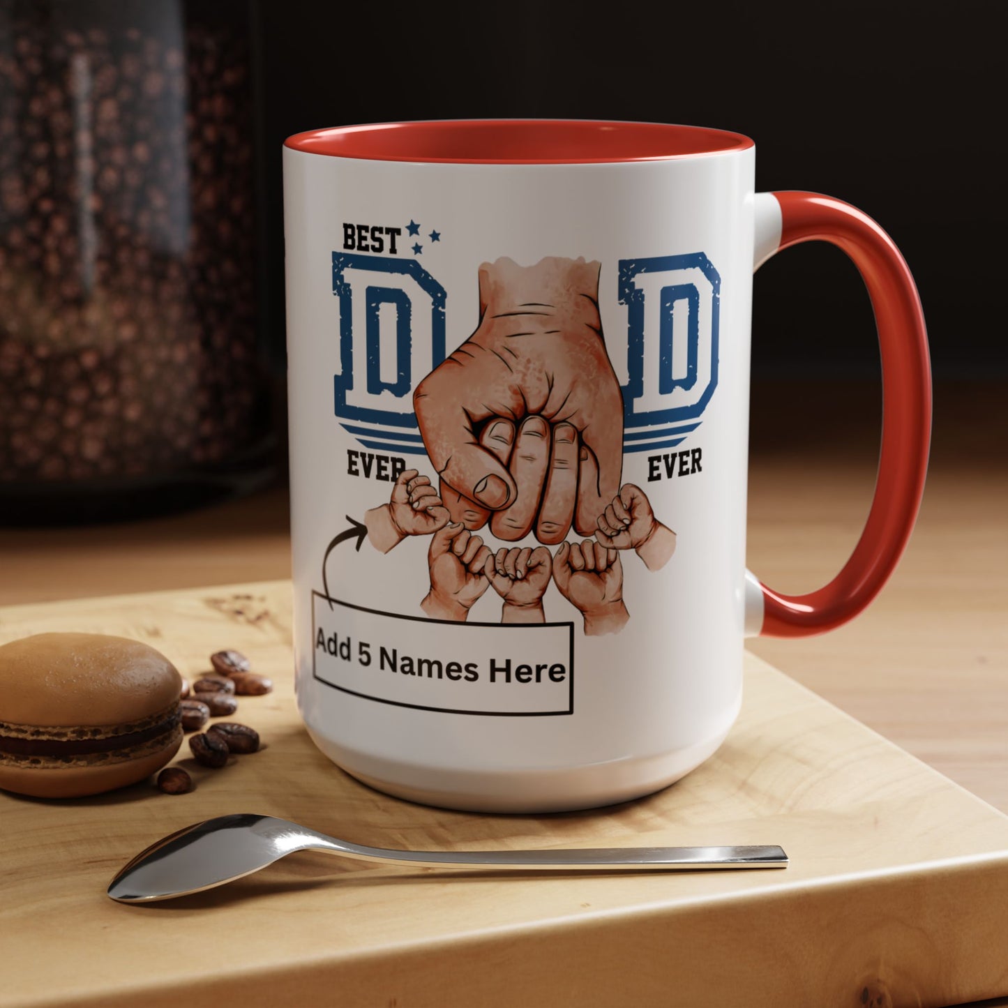 Best Dad Ever 5-kids Accent Coffee Mug | Father's Day Gift, Dad Mug, Coffee Lover Gift, Family Appreciation, Unique Drinking Cup
