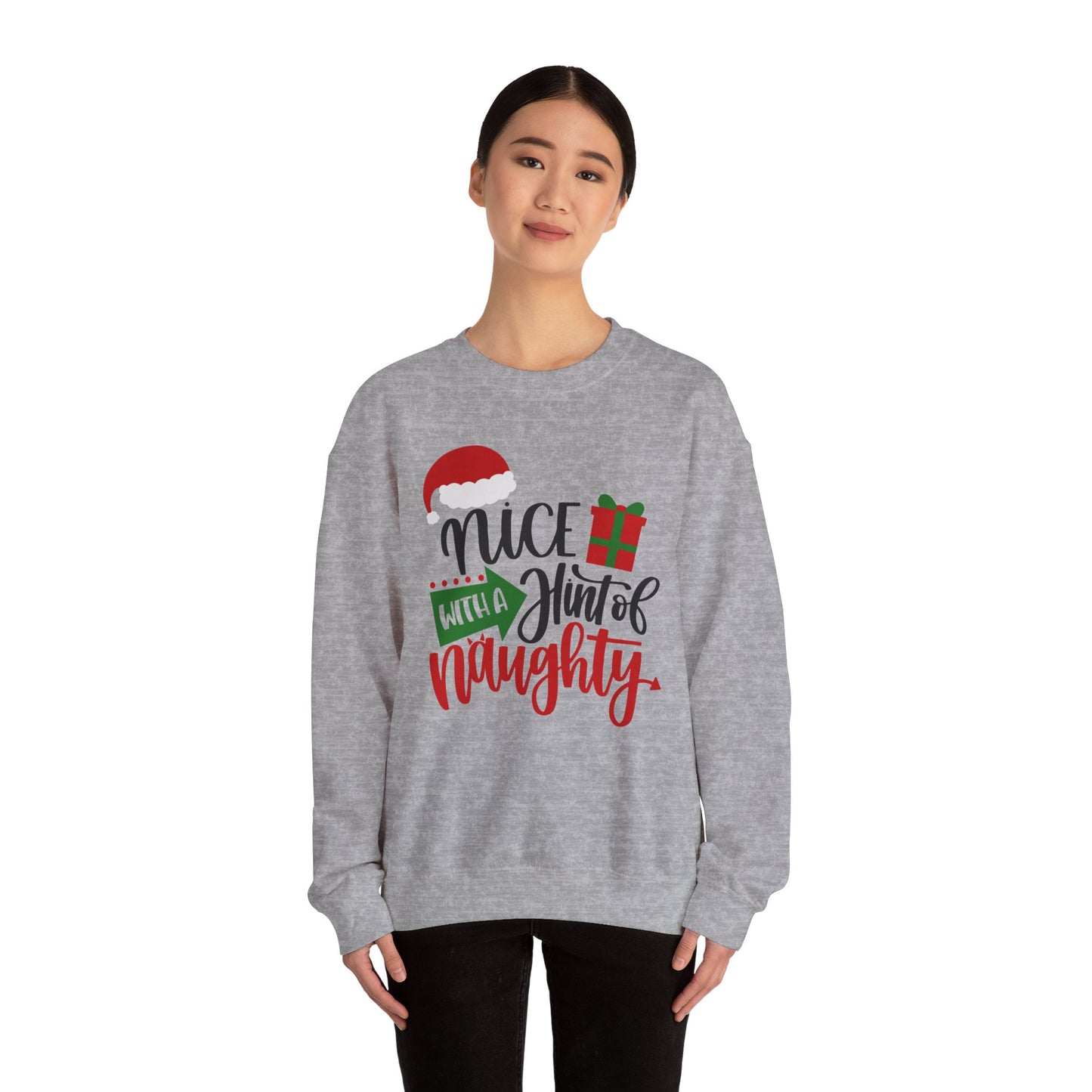 Nice with a Hint of Naughty sweatshirt, Funny T-shirt, Unisex Tee, Christmas Shirt, Christmas Slogan Shirts, Christmas Sweater, Santa Shirt