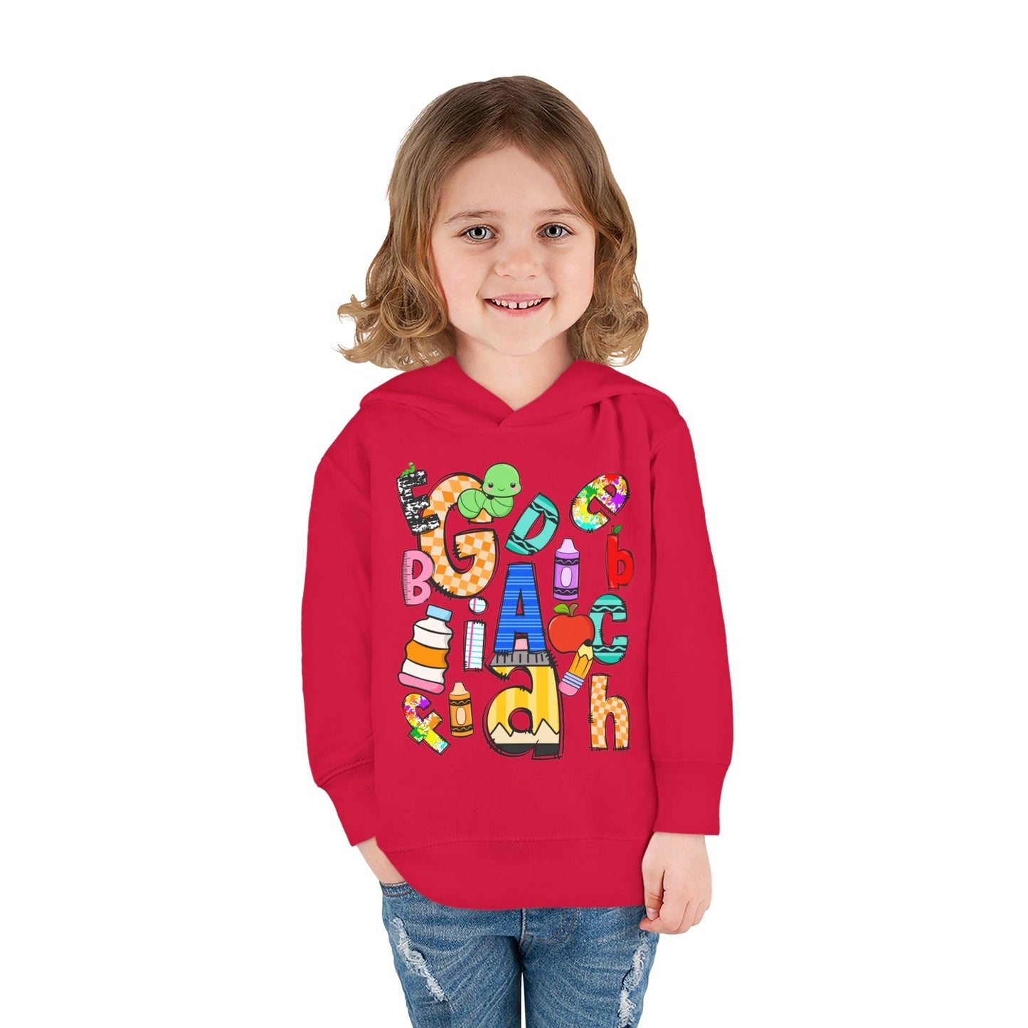 Alphabet Toddler Pullover Hoodie: Colorful Unisex Fleece Sweatshirt