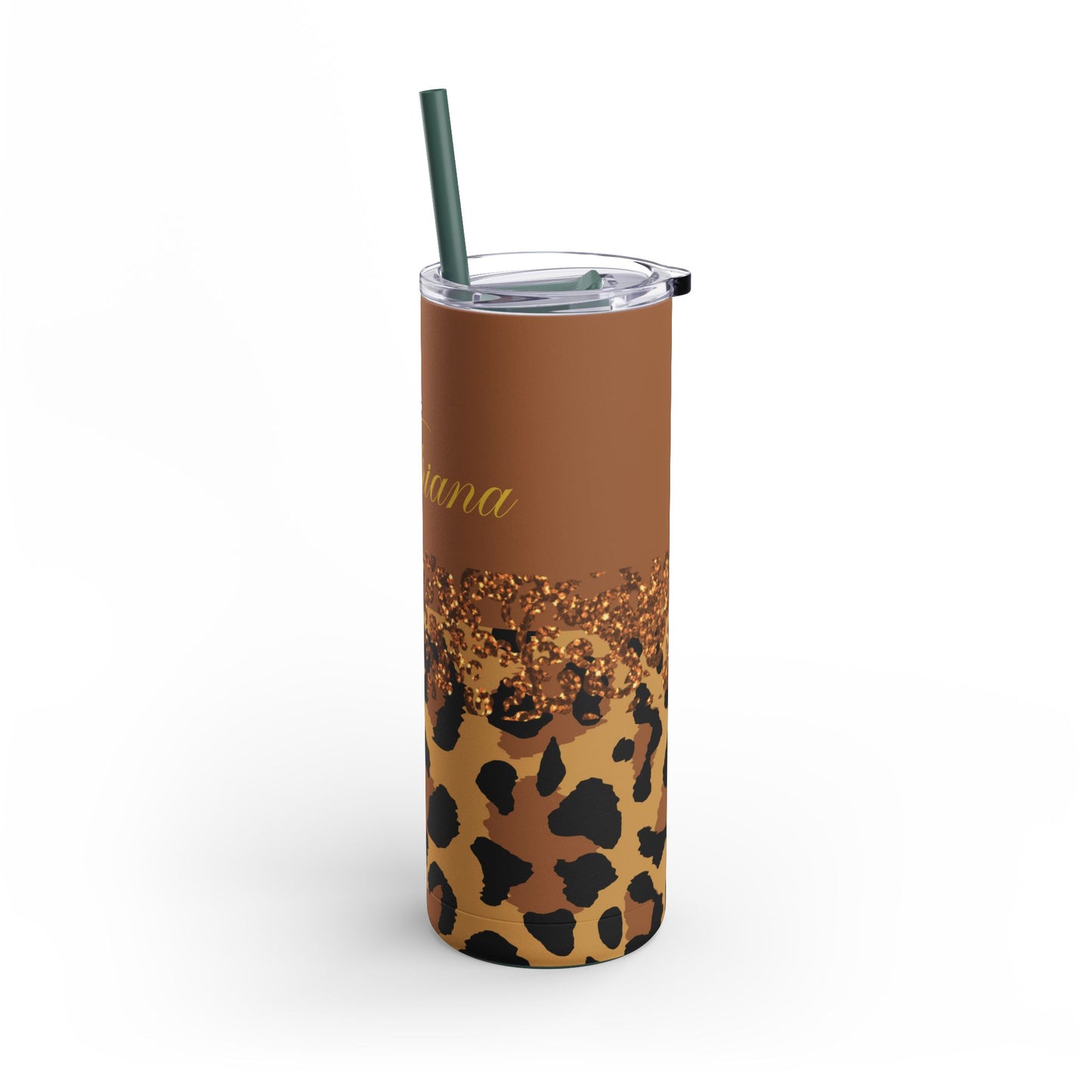 Personalized Leopard Tumbler, 20 oz Tumblers, Animal print gift, Gift for her, custom name, Skinny Matte Tumbler, 20oz