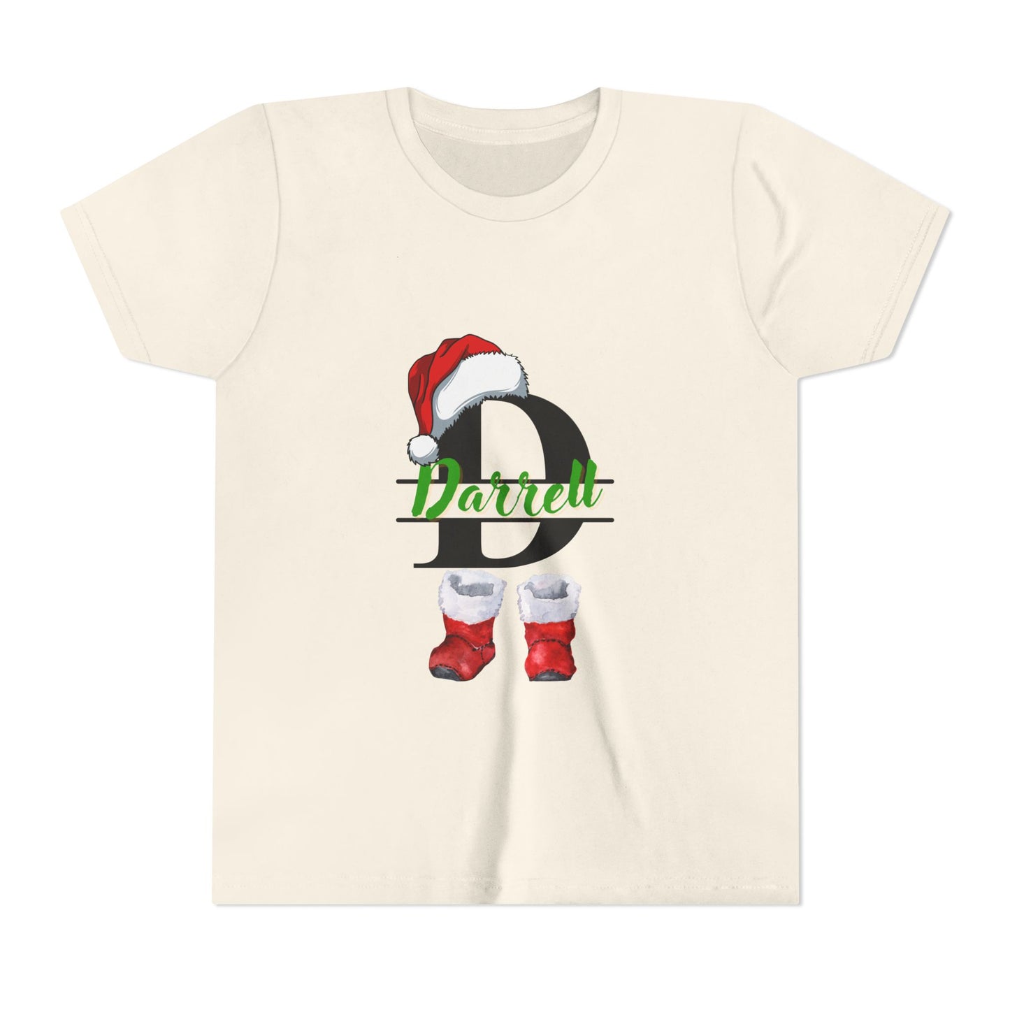 Personalized Christmas Youth Tee, Holiday T-Shirt, Cute Gift for Kids, Winter Apparel, Festive Short Sleeve Shirt