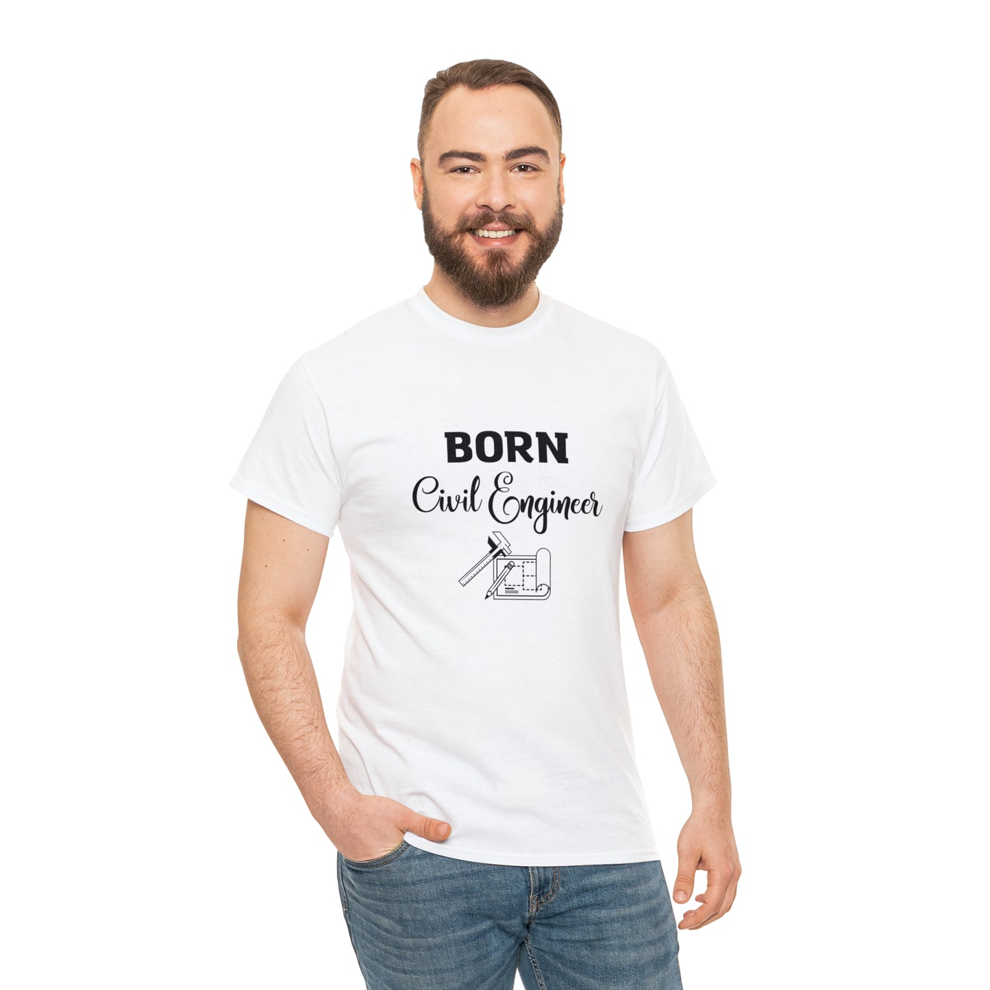 Born Civil Engineer Unisex Heavy Cotton Tee