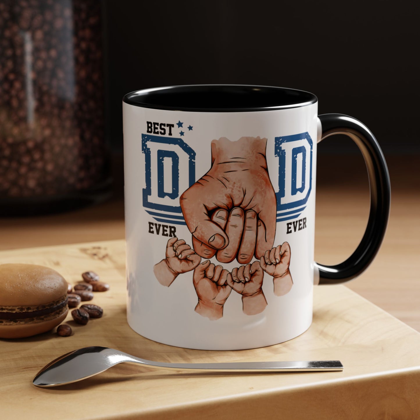 Best Dad Ever 4-kids Accent Coffee Mug | Father's Day Gift, Dad Mug, Coffee Lover Gift, Family Appreciation, Unique Drinking Cup