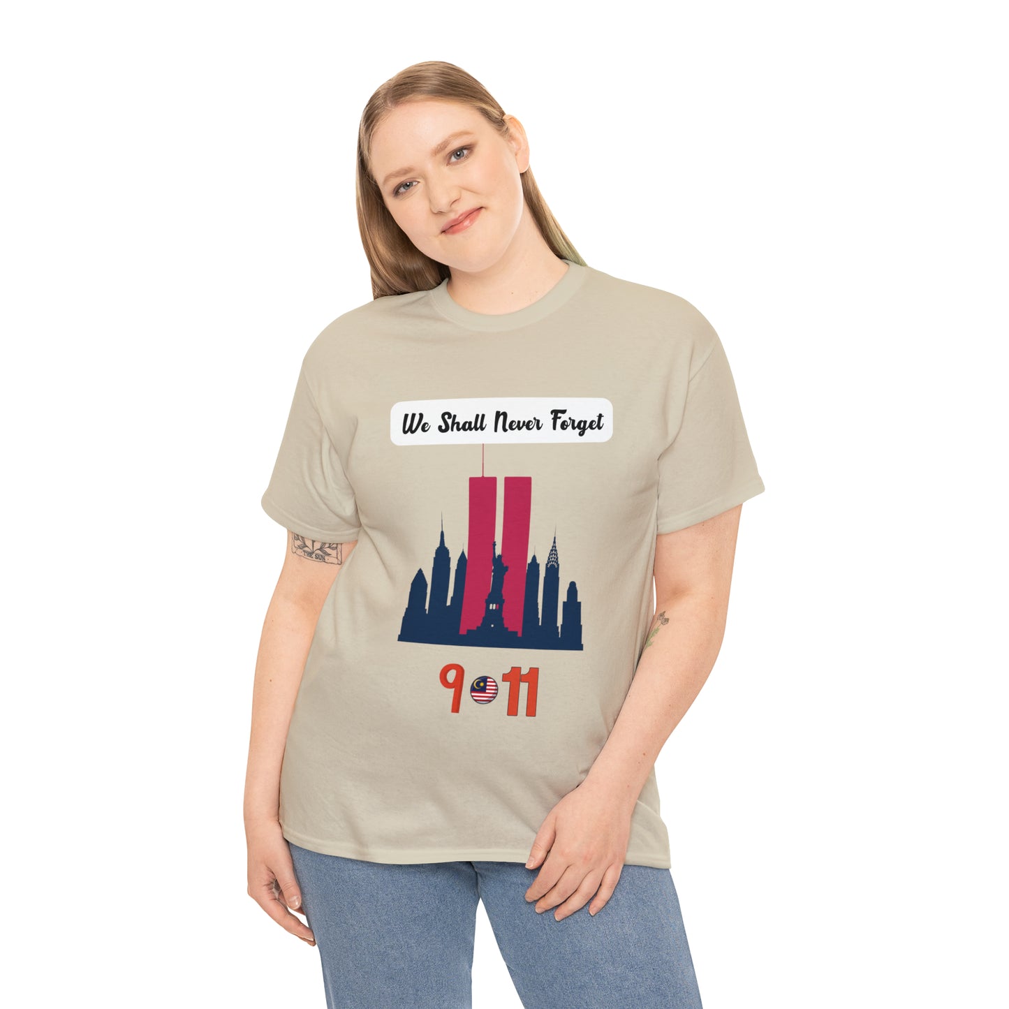 Unisex Heavy Cotton Tee- We Shall Never Forget 9/11