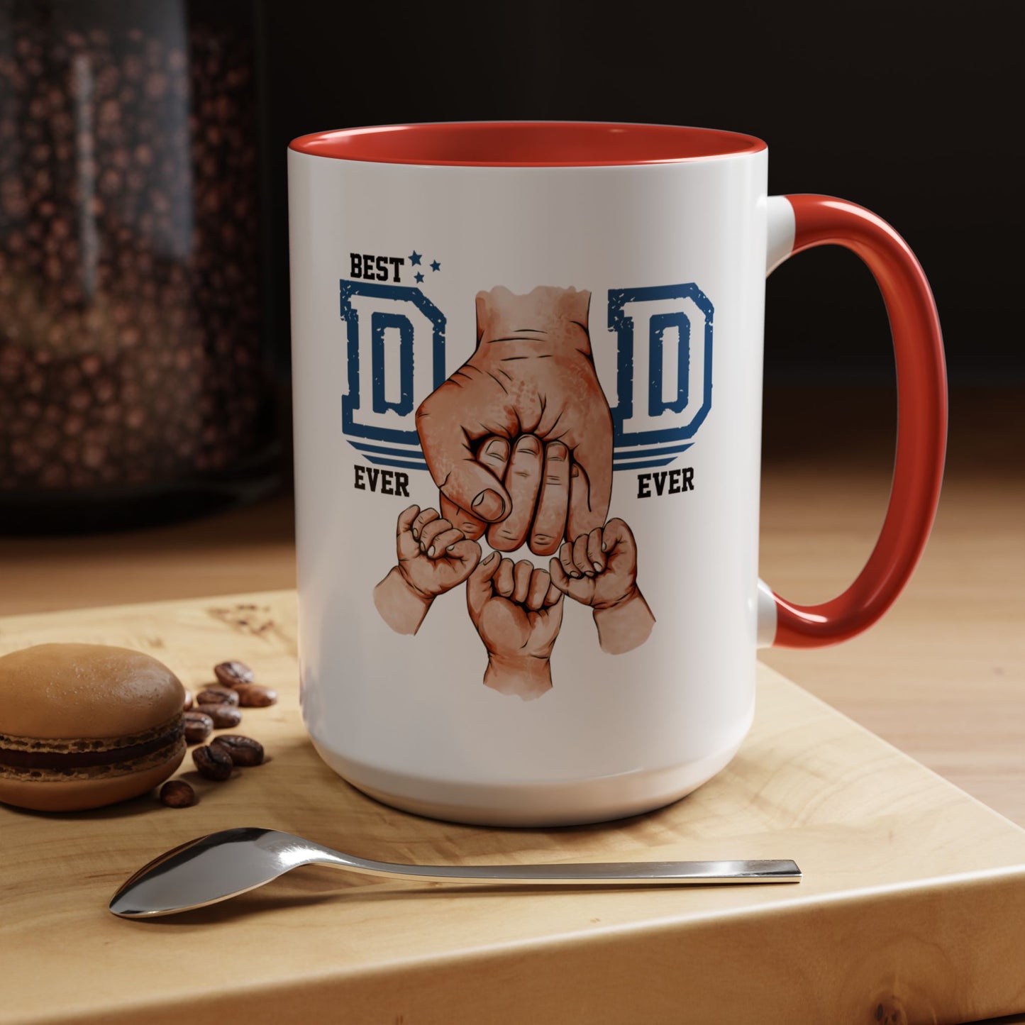 Best Dad Ever 3-kids Accent Coffee Mug | Father's Day Gift, Dad Mug, Coffee Lover Gift, Family Appreciation, Unique Drinking Cup