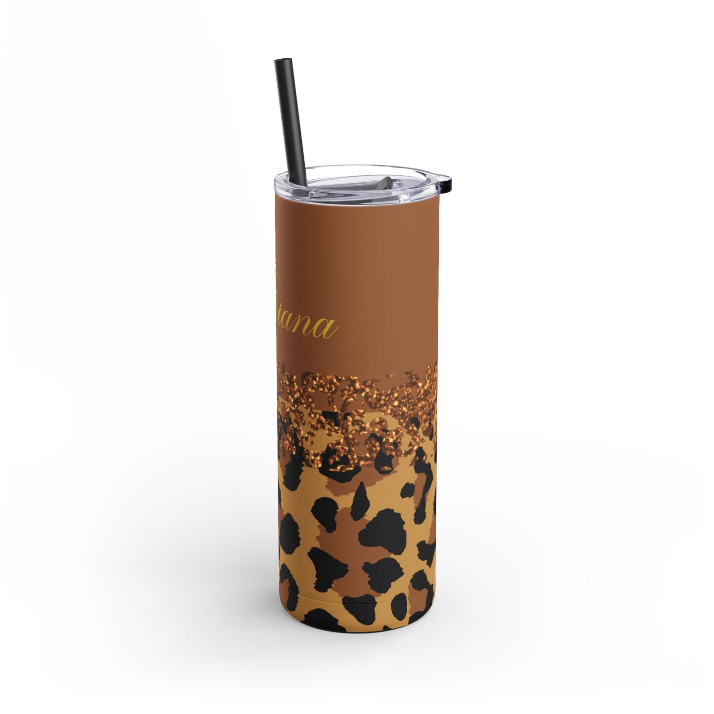 Personalized Leopard Tumbler, 20 oz Tumblers, Animal print gift, Gift for her, custom name, Skinny Matte Tumbler, 20oz