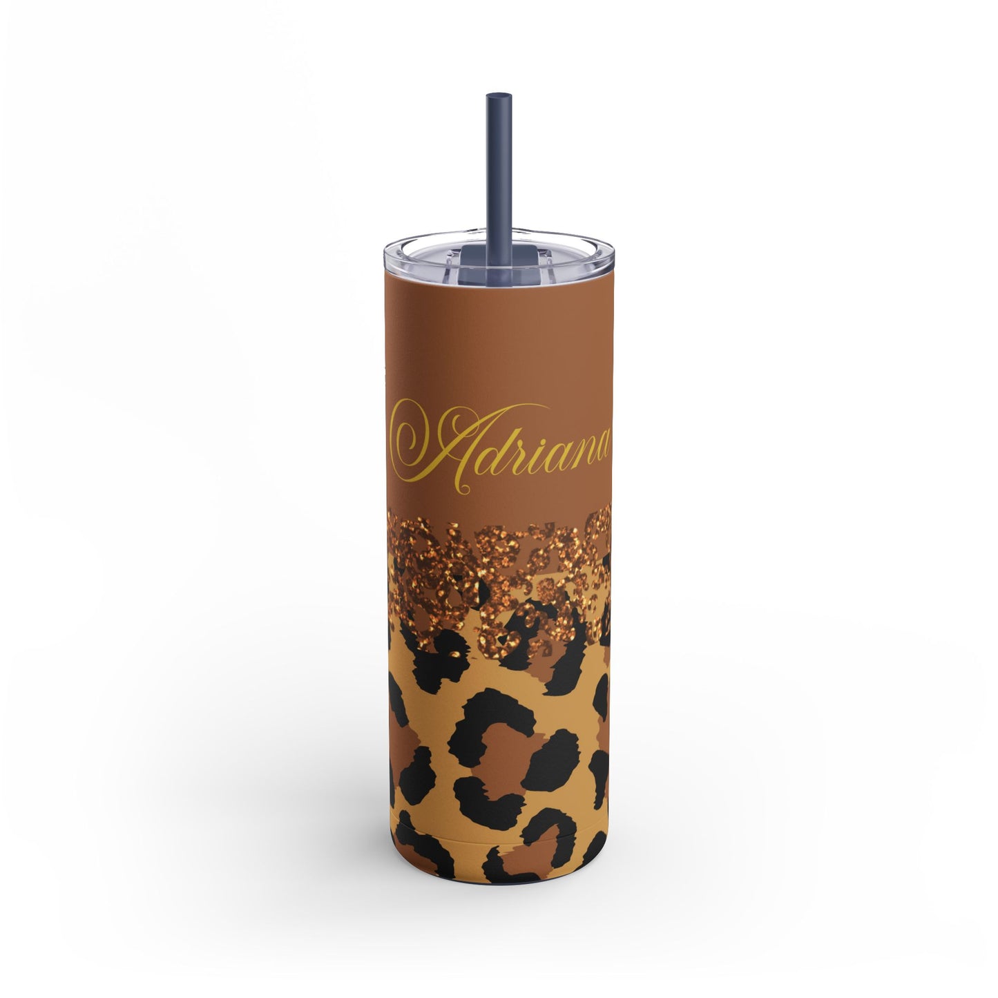 Personalized Leopard Tumbler, 20 oz Tumblers, Animal print gift, Gift for her, custom name, Skinny Matte Tumbler, 20oz