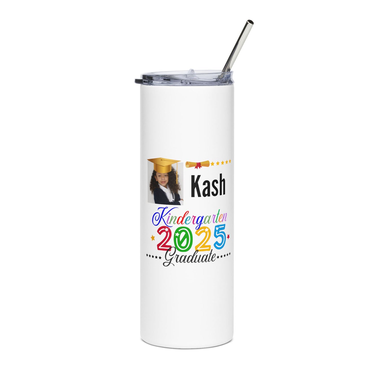 Customize Your 2025 Kindergarten Graduation Tumbler - 20oz Stainless Steel with Photo & Fun Design