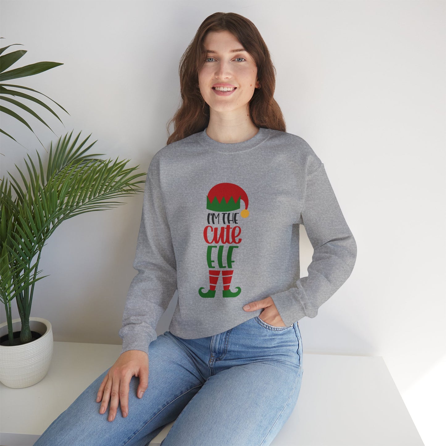 I'm the Cute Elf Unisex Heavy Blend Crewneck Sweatshirt, Funny T-shirt, Christmas Shirt, Christmas Slogan Shirts, Christmas Sweater, Santa Shirt