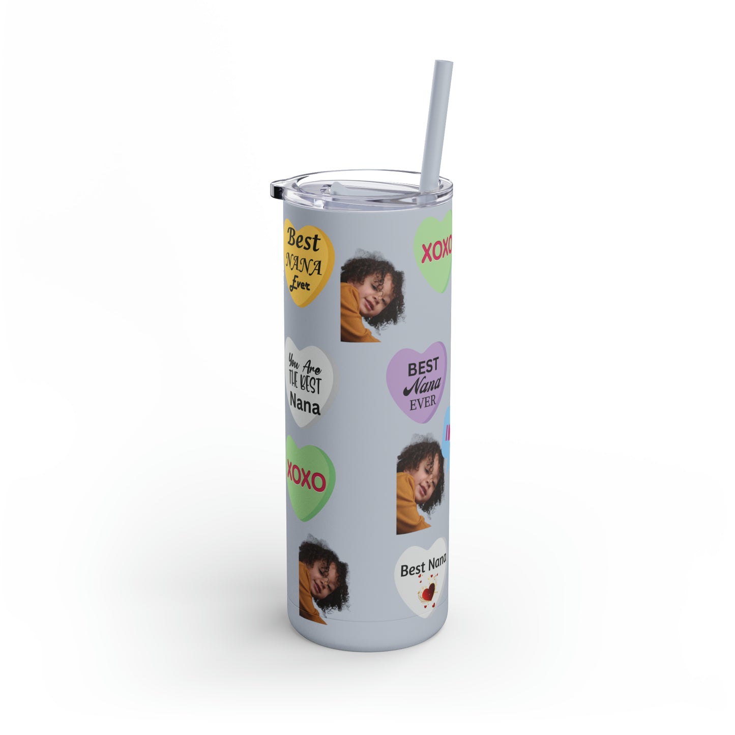 Best Nana Photo Valentine Tumbler, Valentine's Day gift, Tumblers, Auntie gift, Sister gift, Gift for her, Skinny Matte Tumbler, 20oz
