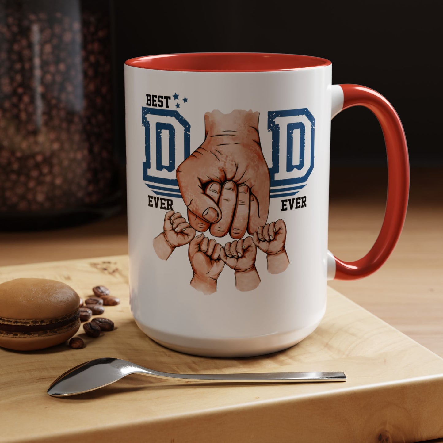 Best Dad Ever 4-kids Accent Coffee Mug | Father's Day Gift, Dad Mug, Coffee Lover Gift, Family Appreciation, Unique Drinking Cup