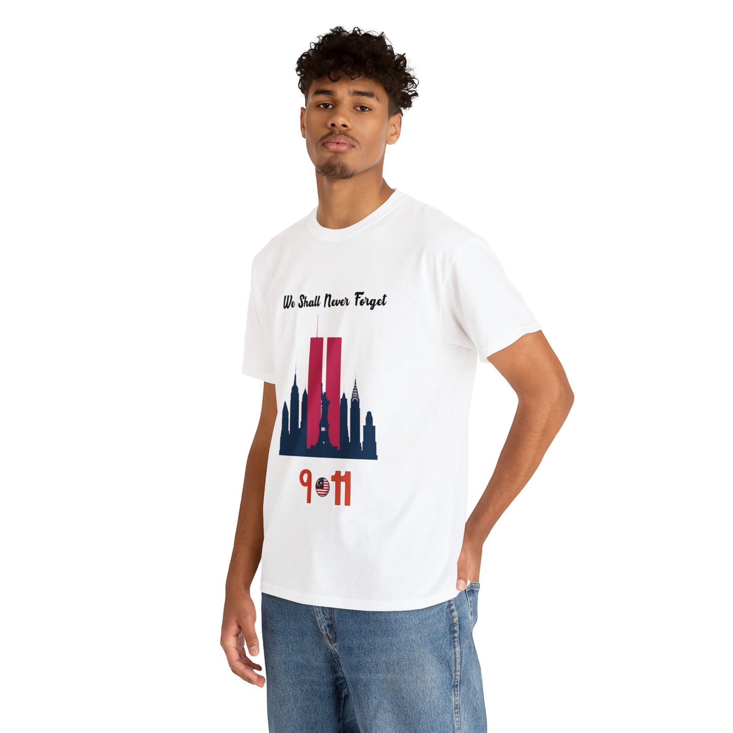 Unisex Heavy Cotton Tee- We Shall Never Forget 9/11