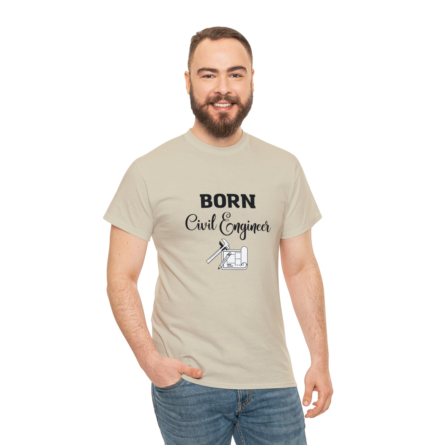 Born Civil Engineer Unisex Heavy Cotton Tee