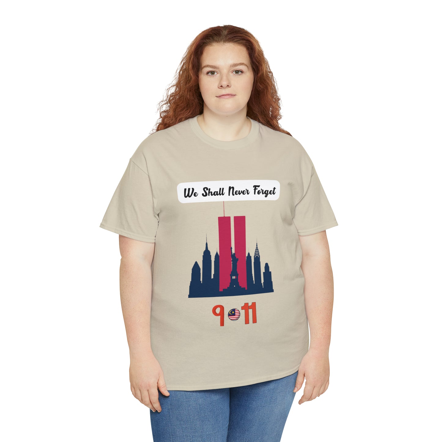 Unisex Heavy Cotton Tee- We Shall Never Forget 9/11