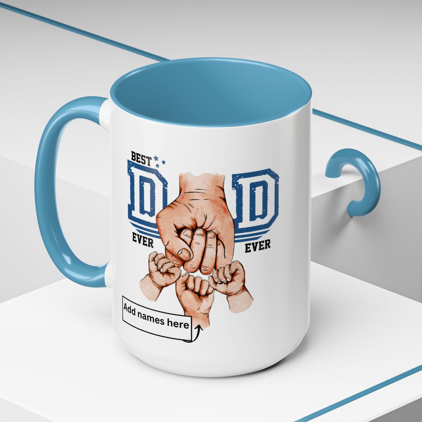 Best Dad Ever 3-kids Accent Coffee Mug | Father's Day Gift, Dad Mug, Coffee Lover Gift, Family Appreciation, Unique Drinking Cup