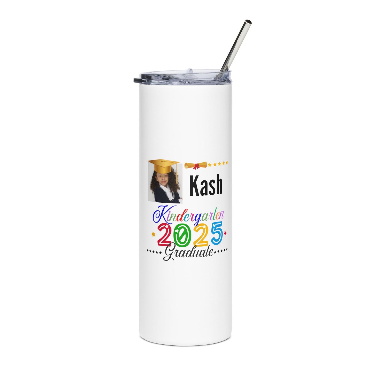 Customize Your 2025 Kindergarten Graduation Tumbler - 20oz Stainless Steel with Photo & Fun Design