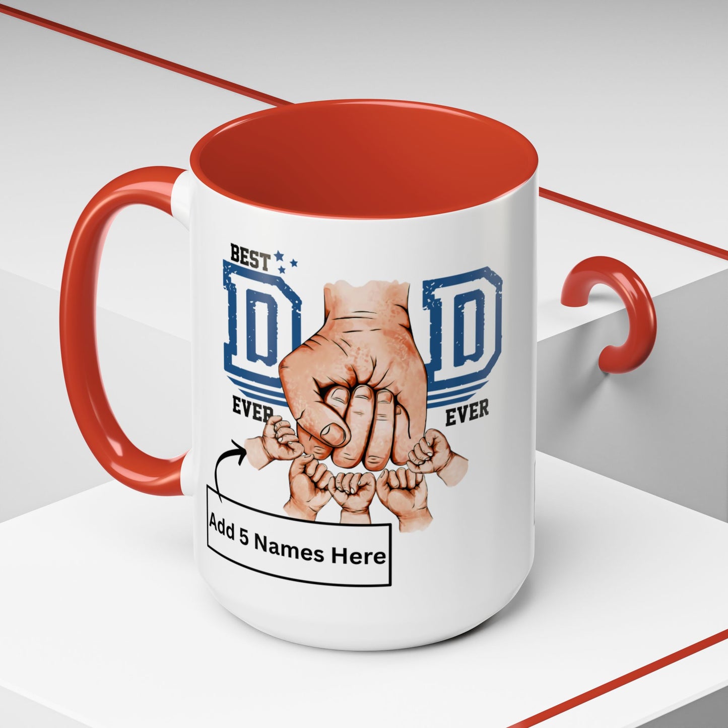 Best Dad Ever 5-kids Accent Coffee Mug | Father's Day Gift, Dad Mug, Coffee Lover Gift, Family Appreciation, Unique Drinking Cup