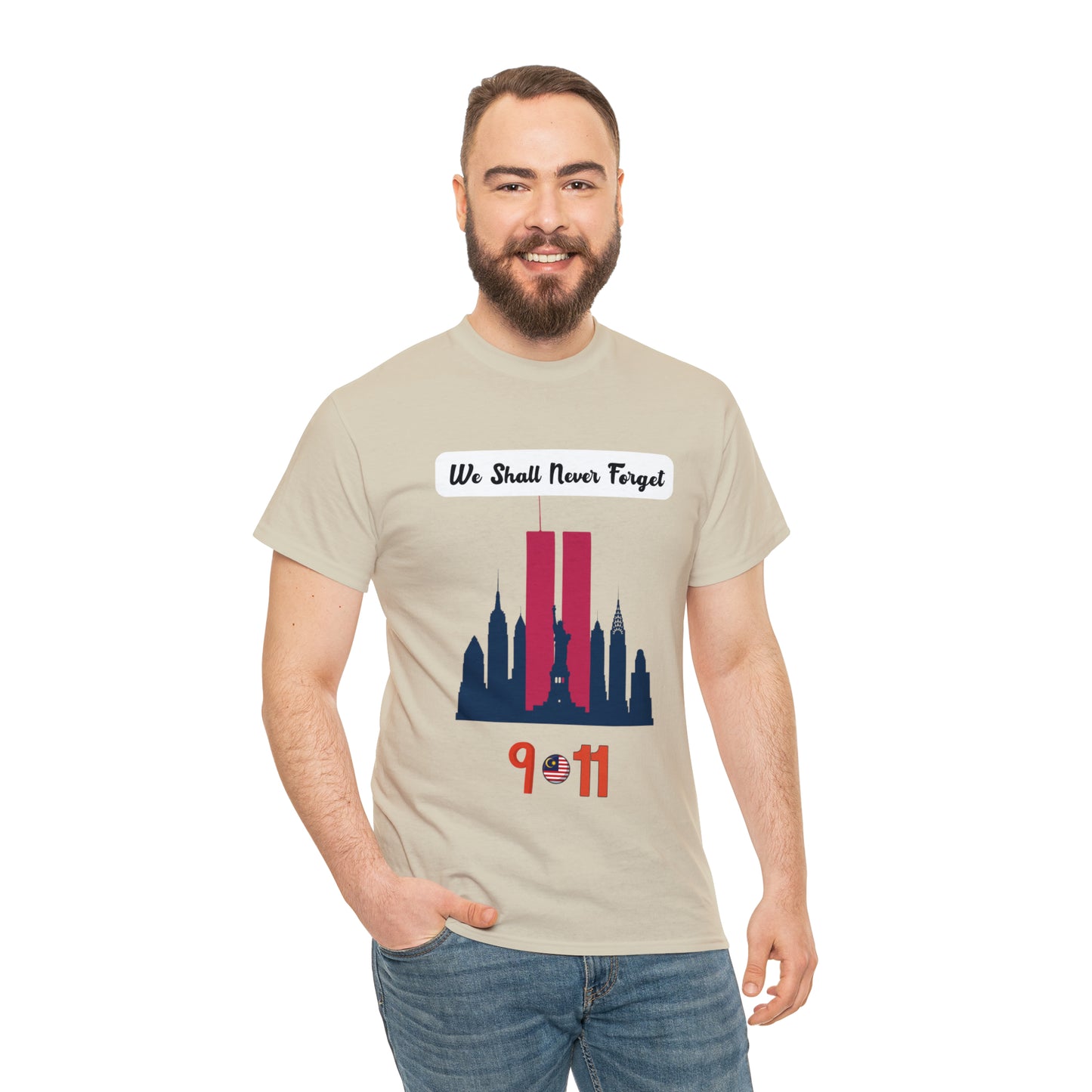 Unisex Heavy Cotton Tee- We Shall Never Forget 9/11