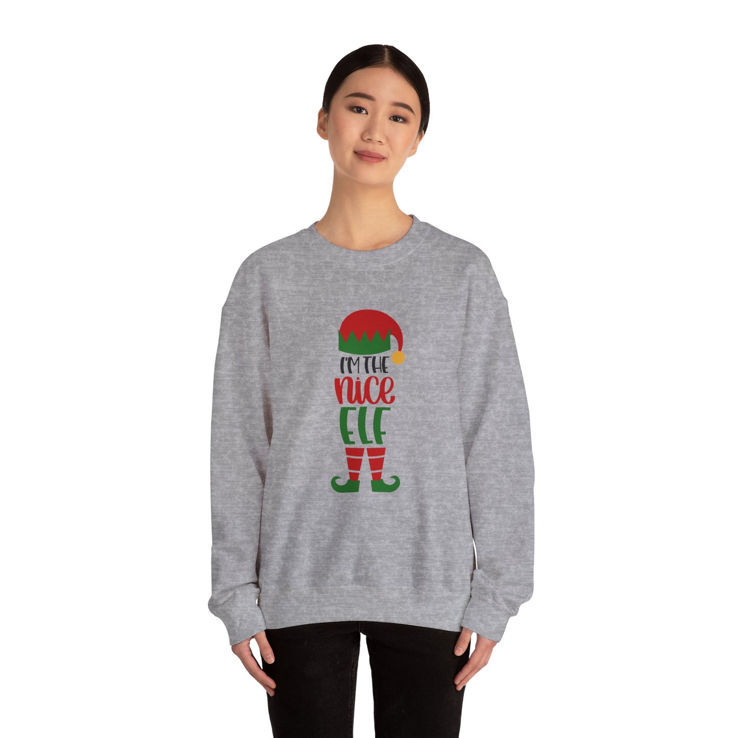 I'm the Nice Elf Unisex Heavy Blend Crewneck Sweatshirt, Funny T-shirt, Christmas Shirt, Christmas Slogan Shirts, Christmas Sweater, Santa Shirt