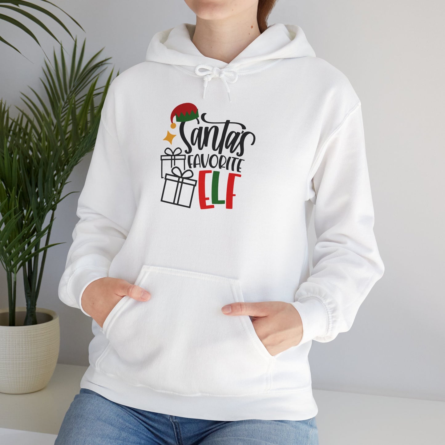 Santa's Favorite Elf Hooded Sweatshirt, Funny Sweatshirt, Elf Christmas Shirt, Cute Sweatshirt, Christmas Slogan Shirts, Christmas Sweater