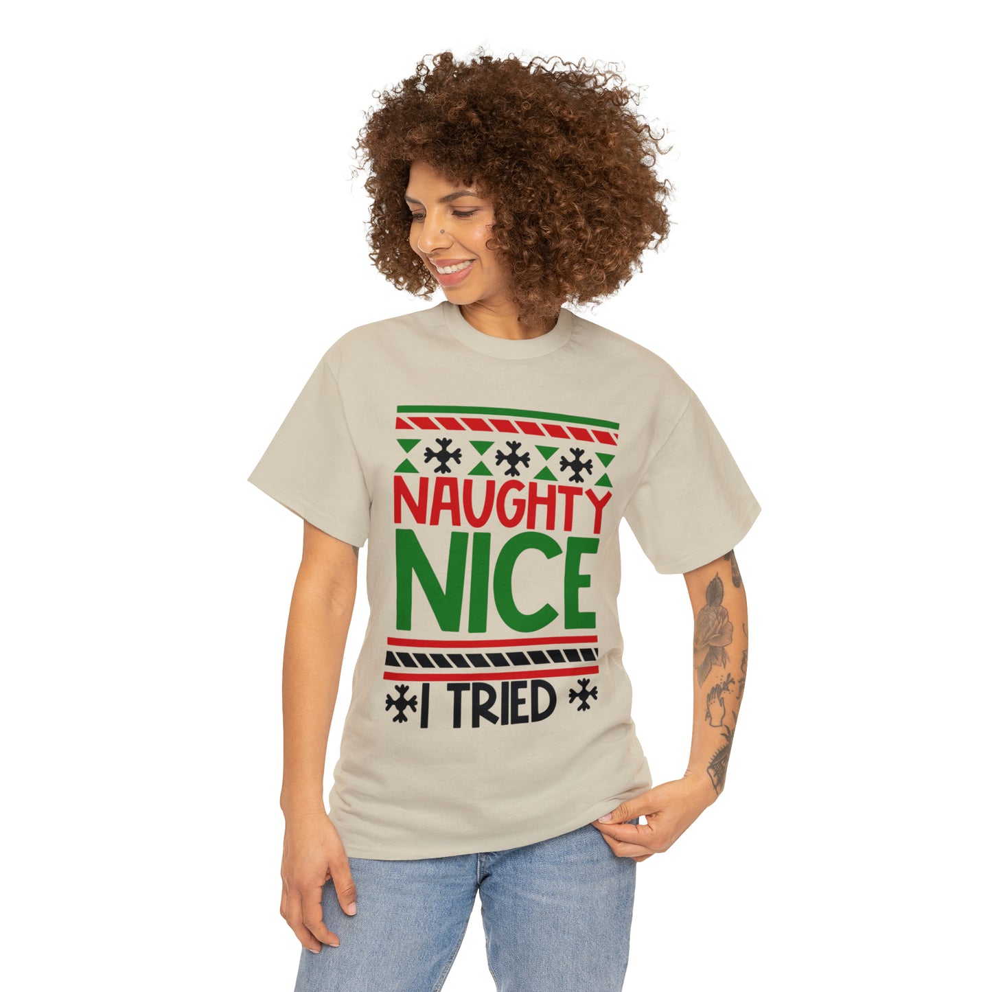 Naughty Nice I Tried Unisex Heavy Cotton Tee