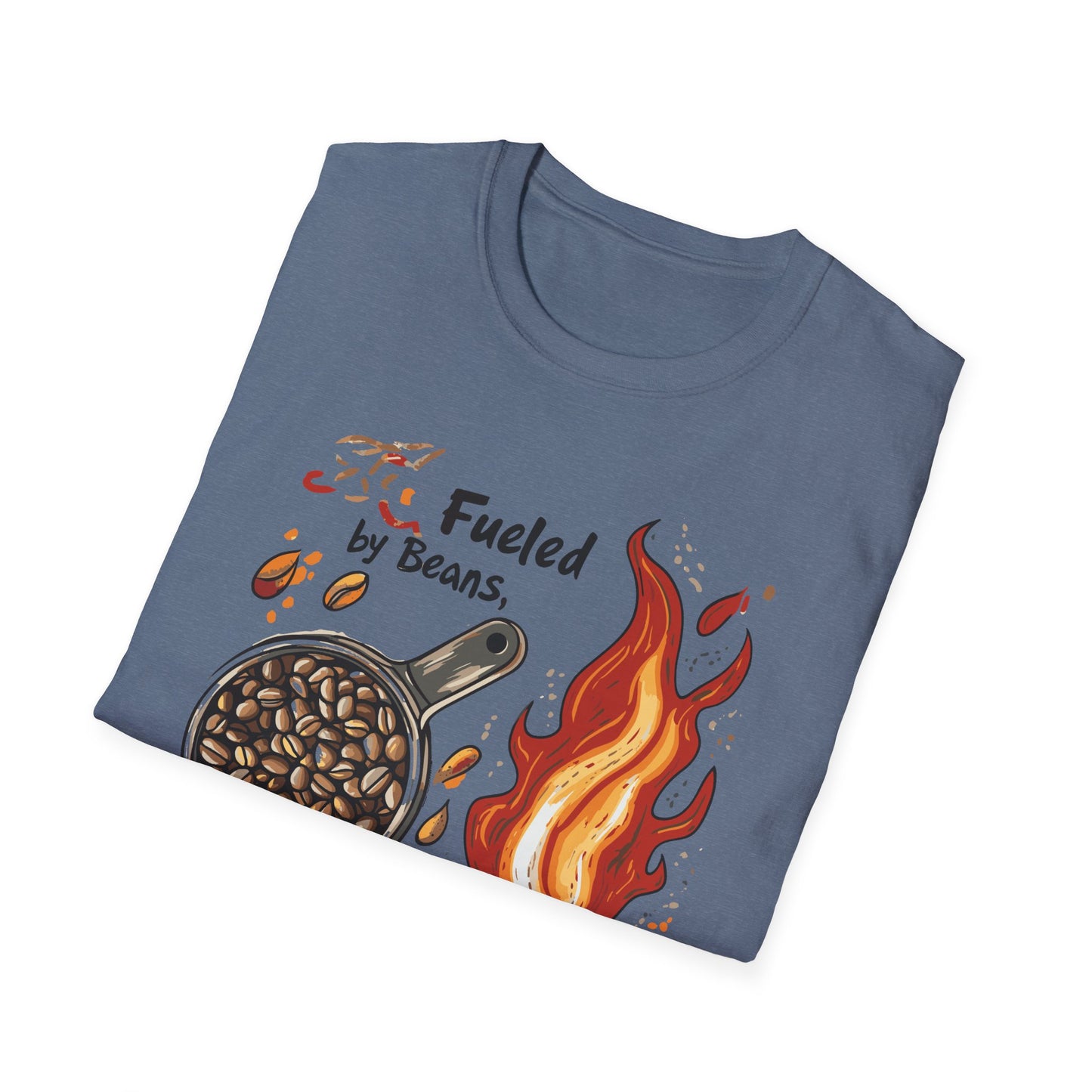 Fueled by Beans, Powered by Flames T-Shirt | Father's Day Gift | Unisex Tee for Dads | Comfortable Casual Wear | Gift for Dad | Fire Theme