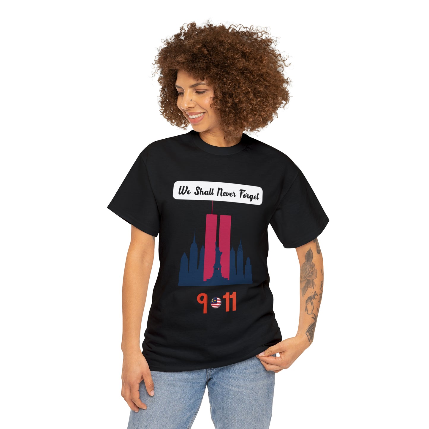 Unisex Heavy Cotton Tee- We Shall Never Forget 9/11