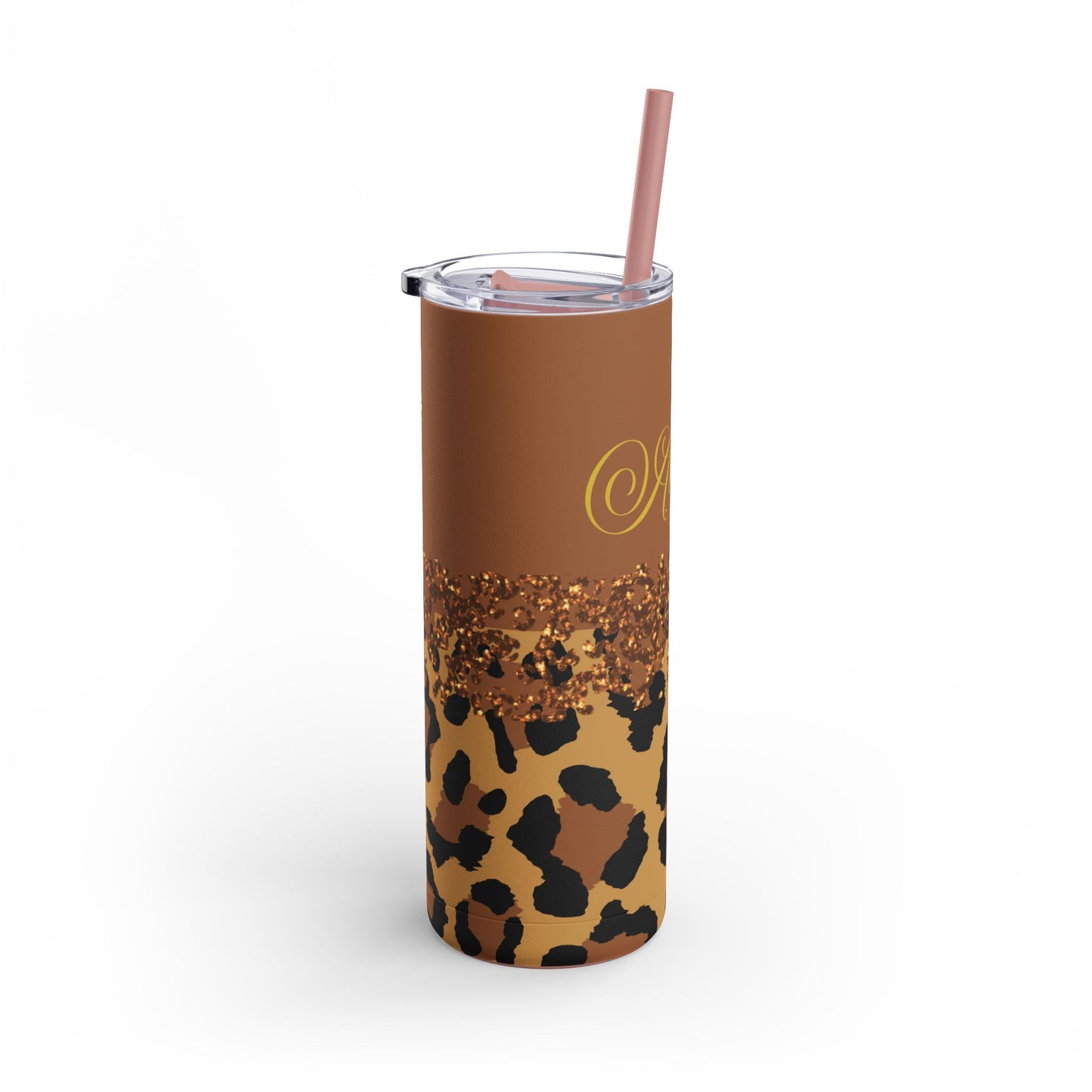 Personalized Leopard Tumbler, 20 oz Tumblers, Animal print gift, Gift for her, custom name, Skinny Matte Tumbler, 20oz