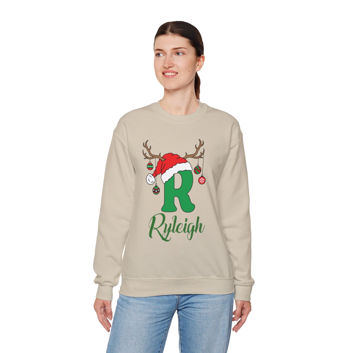 Custom Christmas Alphabet Matching Family Sweatshirt, Personalized Xmas Sweater Christmas Alphabet Gifts Family Reunion Christmas Sweatshirt