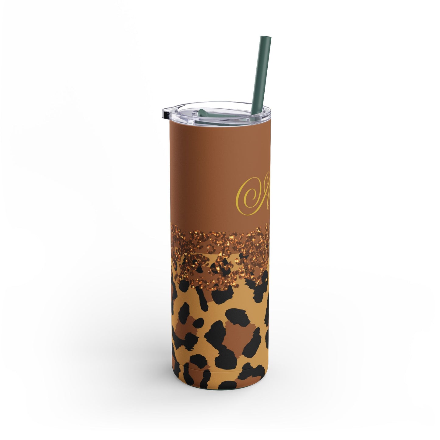 Personalized Leopard Tumbler, 20 oz Tumblers, Animal print gift, Gift for her, custom name, Skinny Matte Tumbler, 20oz