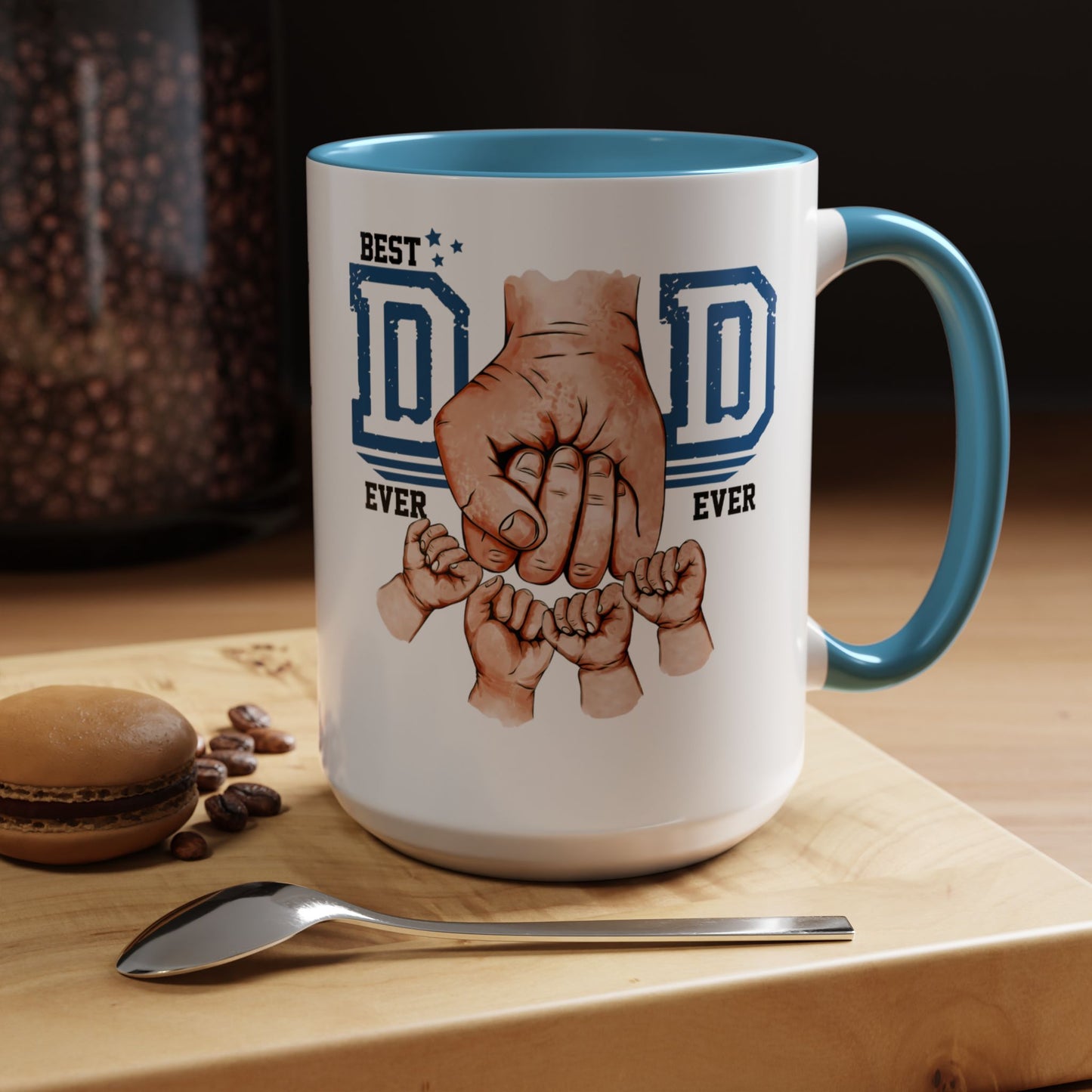 Best Dad Ever 4-kids Accent Coffee Mug | Father's Day Gift, Dad Mug, Coffee Lover Gift, Family Appreciation, Unique Drinking Cup
