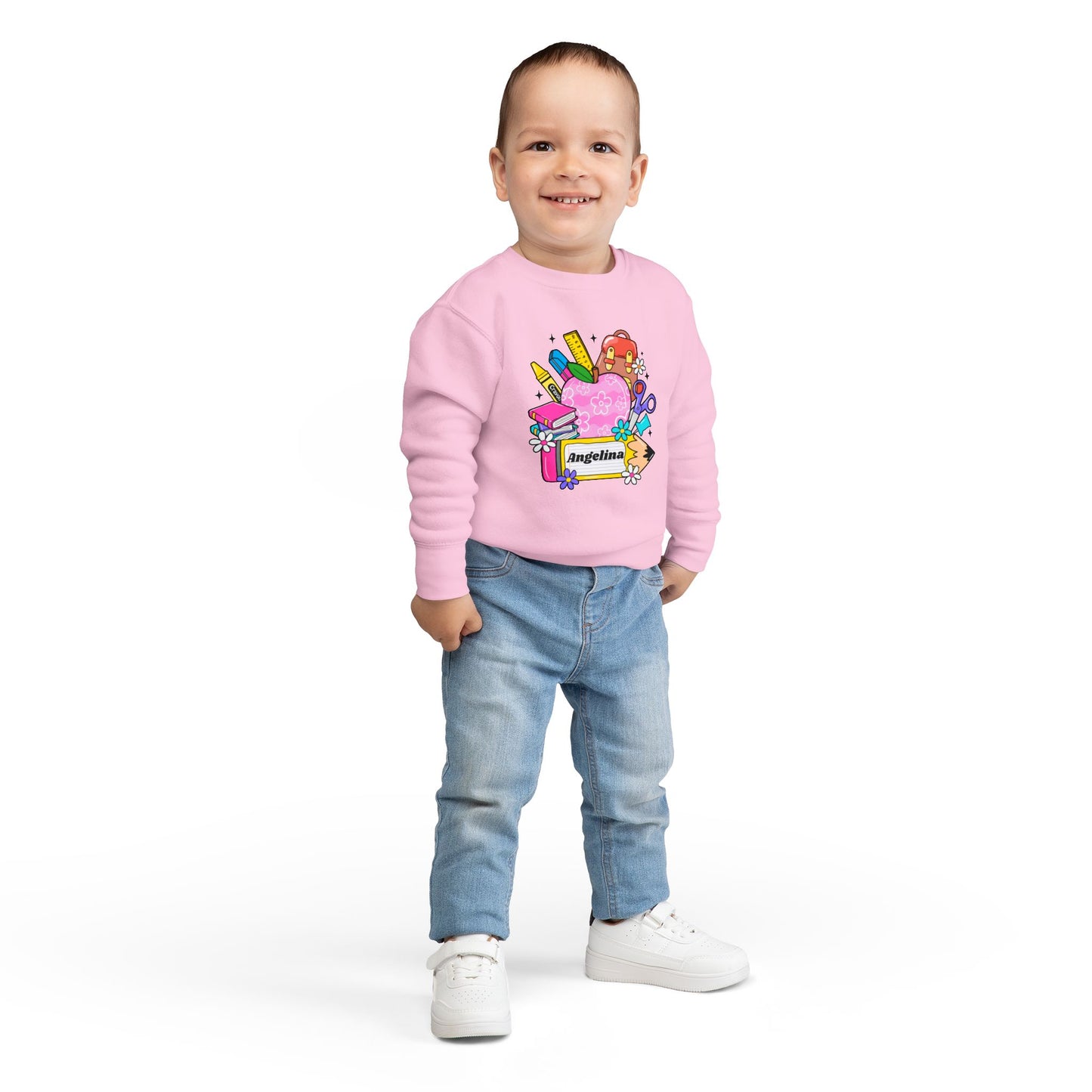 Custom name unisex alphabet sweatshirt for youth, toddlers & adults. Toddler and preschool gift, First Day Of School, fun shirt for youth