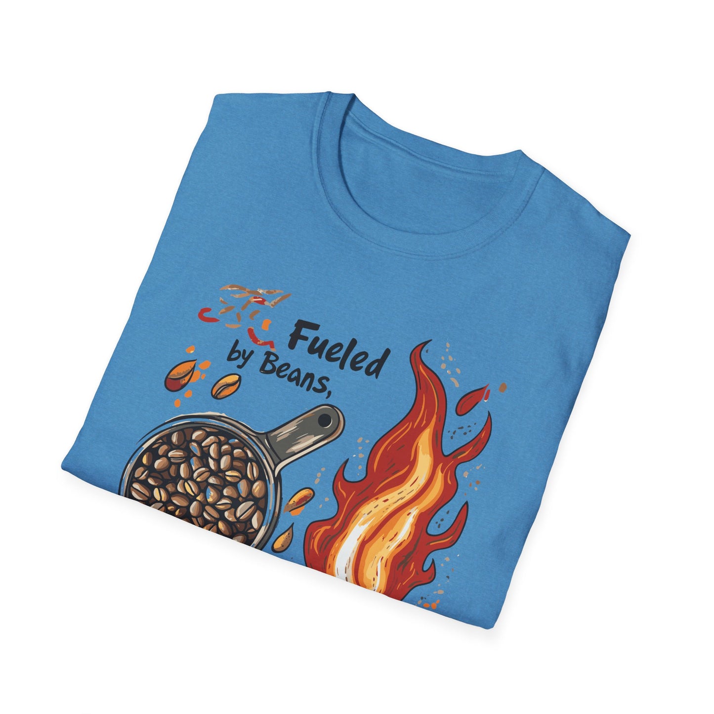 Fueled by Beans, Powered by Flames T-Shirt | Father's Day Gift | Unisex Tee for Dads | Comfortable Casual Wear | Gift for Dad | Fire Theme