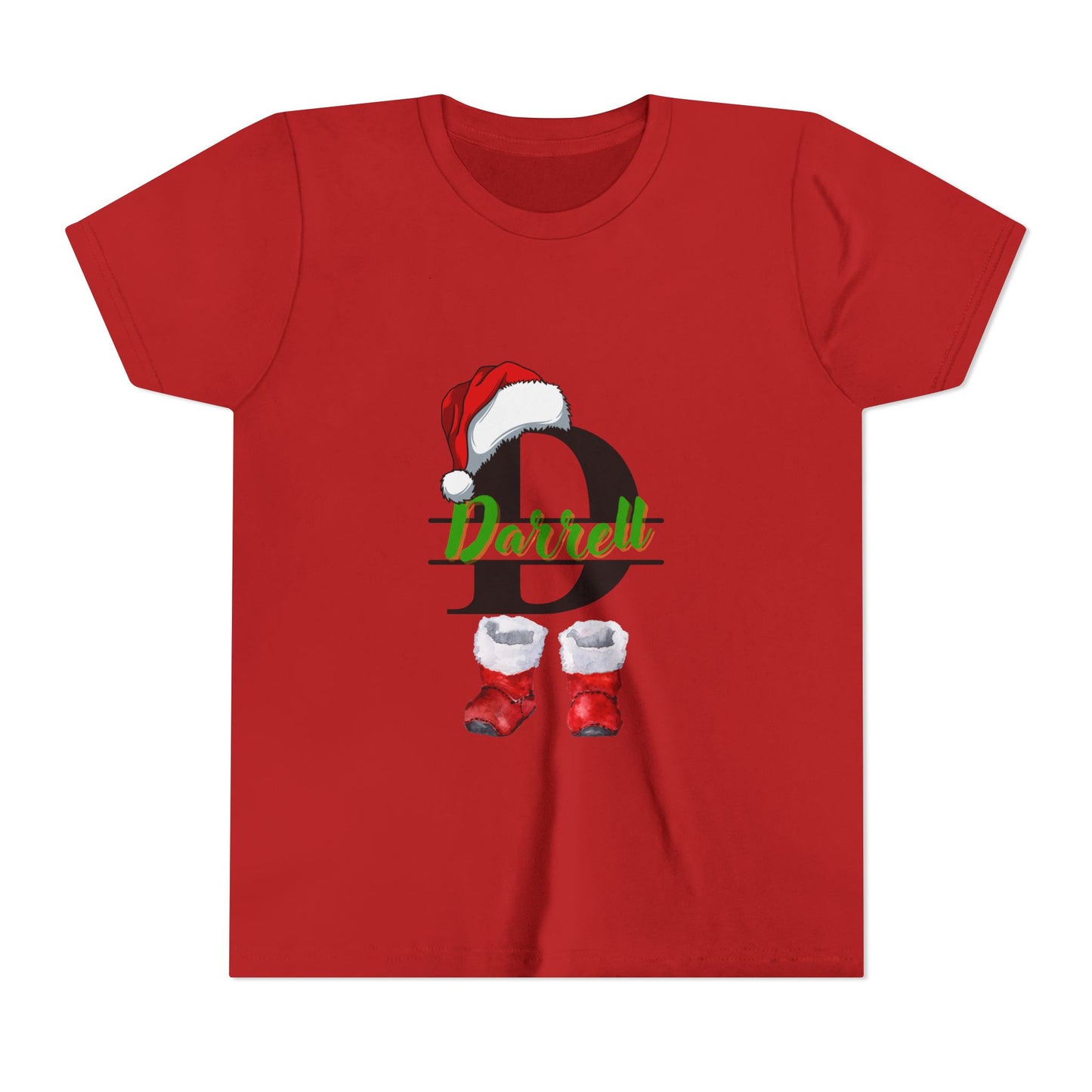 Personalized Christmas Youth Tee, Holiday T-Shirt, Cute Gift for Kids, Winter Apparel, Festive Short Sleeve Shirt