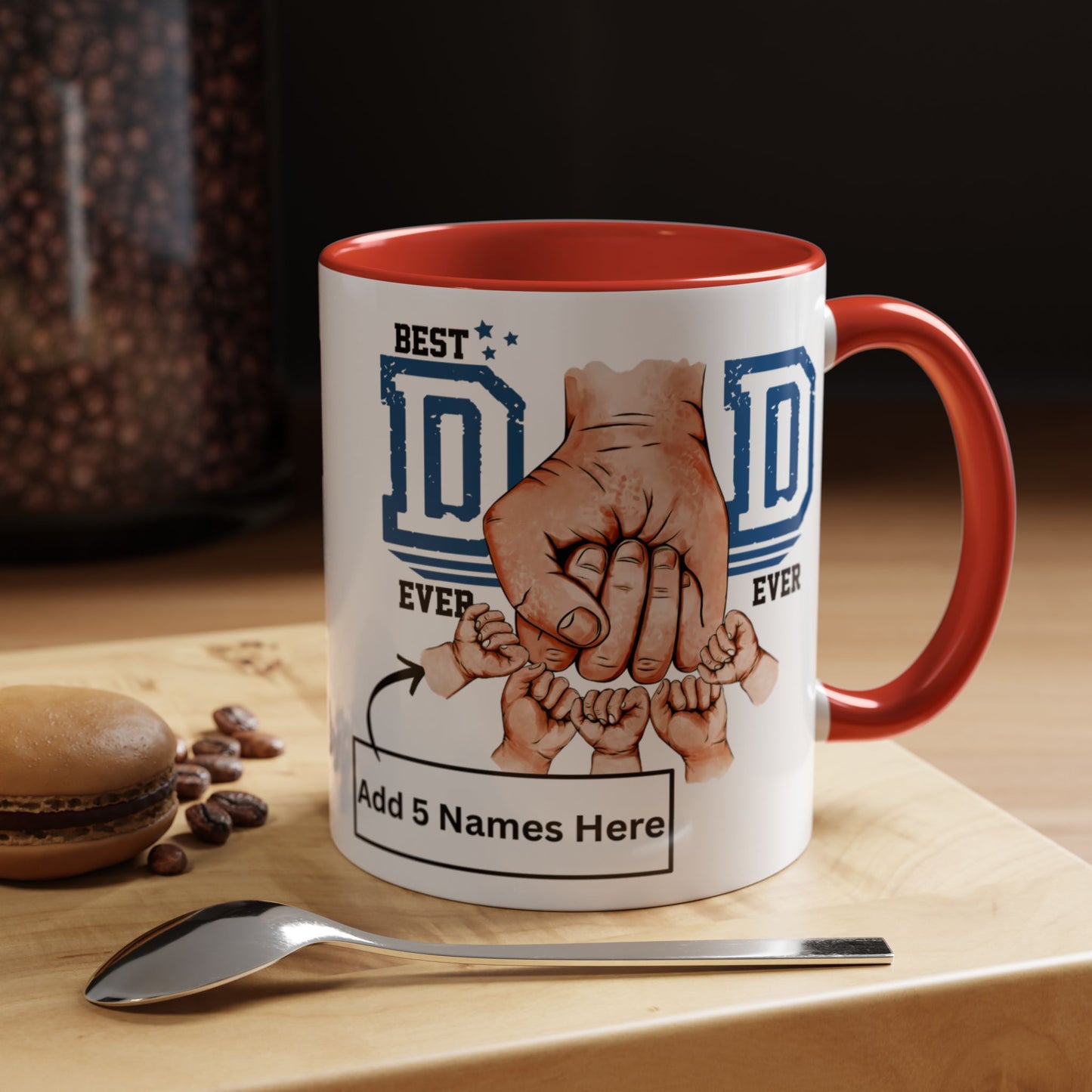 Best Dad Ever 5-kids Accent Coffee Mug | Father's Day Gift, Dad Mug, Coffee Lover Gift, Family Appreciation, Unique Drinking Cup