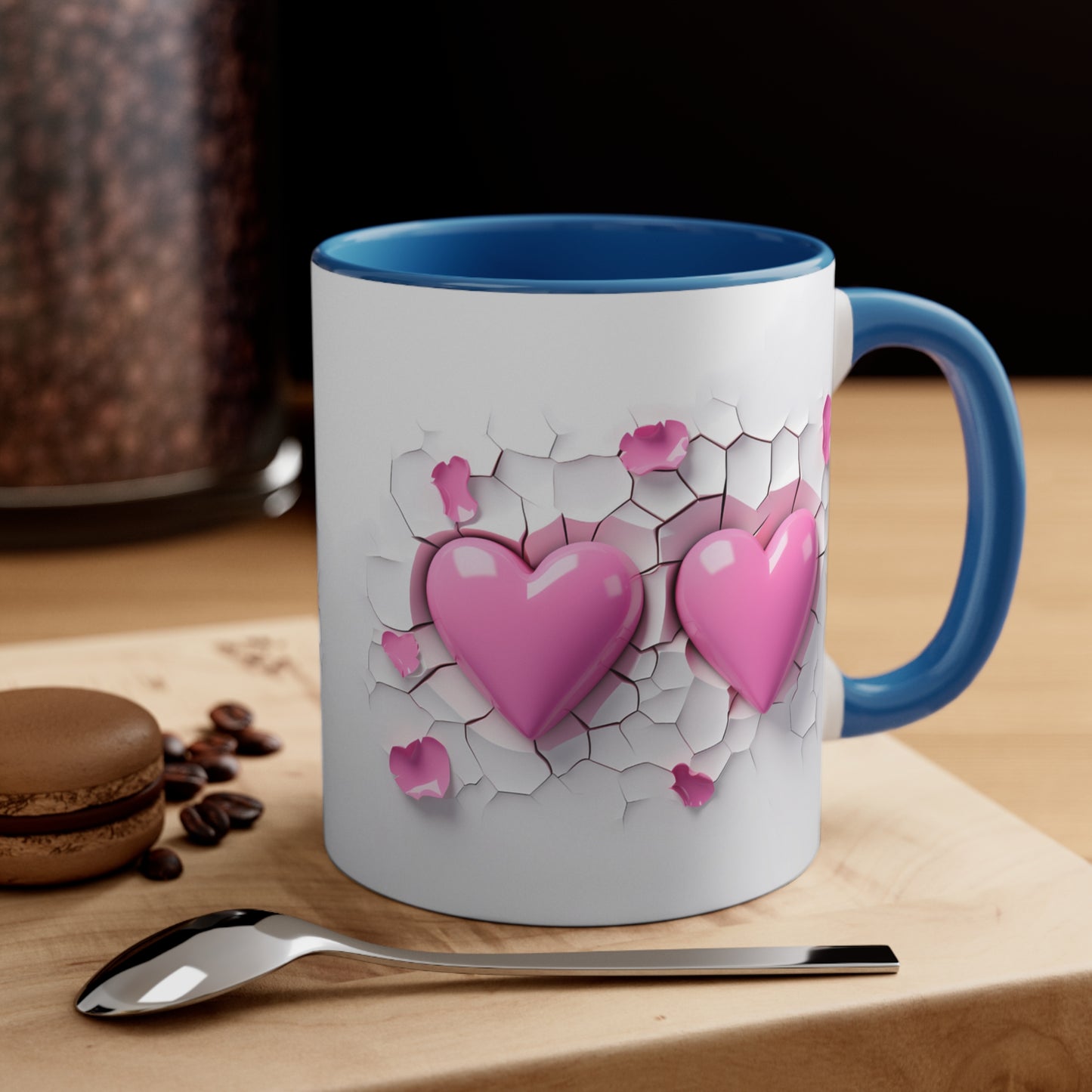 3D Valentine heart crack in the wall mug, couple mug, love heart couple mug, Funny Valentine Heart Candy, heart candy mug, conversation heart mug, Heart-Shaped Mug, Coffee Mug, 11oz