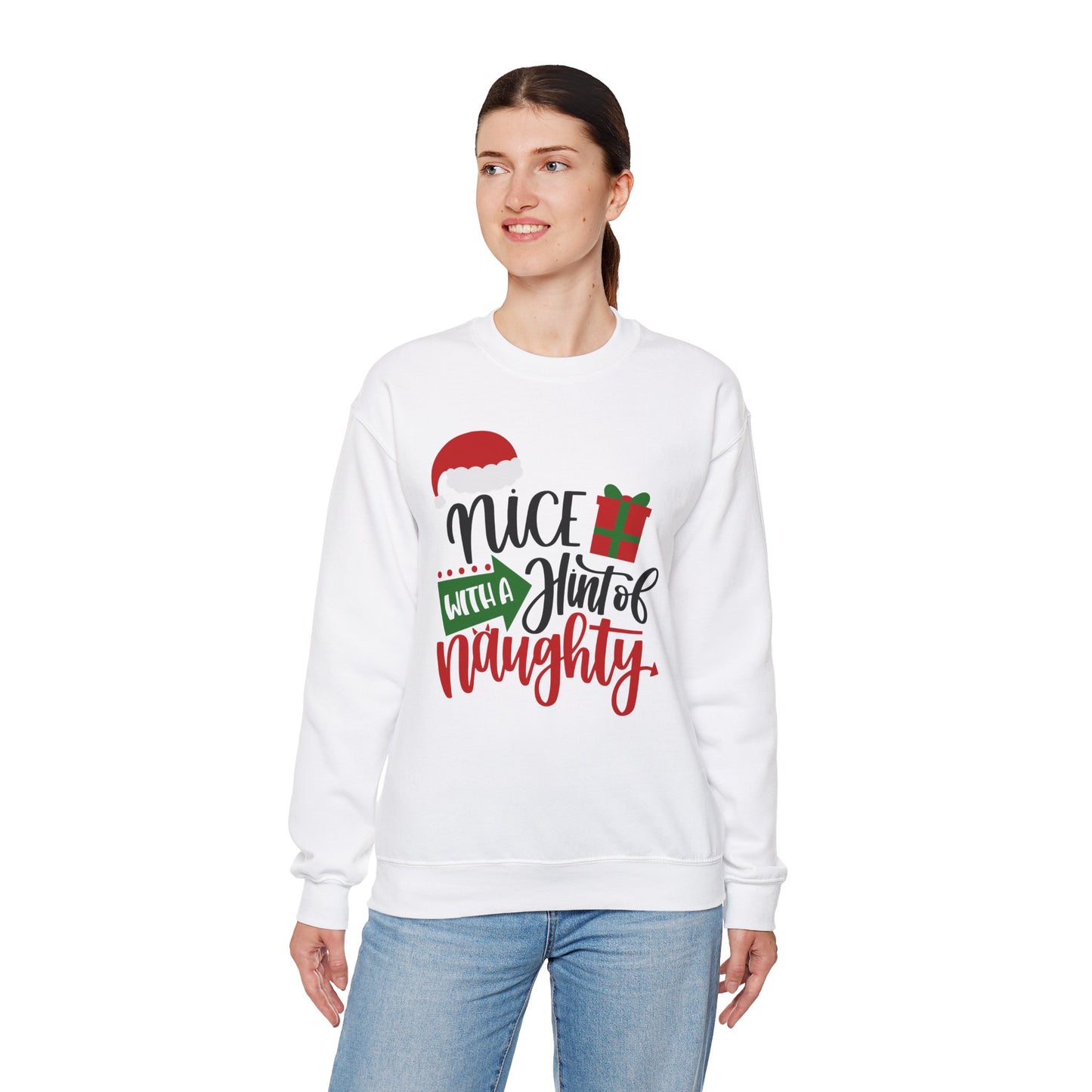 Nice with a Hint of Naughty sweatshirt, Funny T-shirt, Unisex Tee, Christmas Shirt, Christmas Slogan Shirts, Christmas Sweater, Santa Shirt