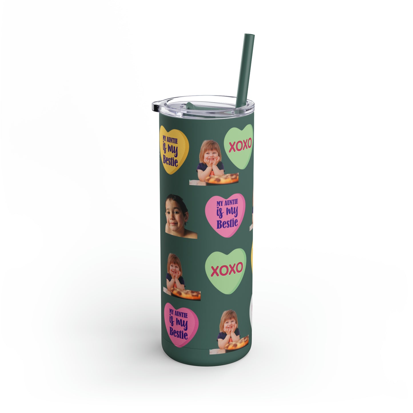 Photo Valentine Tumbler, Valentine's Day gift, Tumblers, Auntie gift, Sister gift, Gift for her, Skinny Matte Tumbler, 20oz