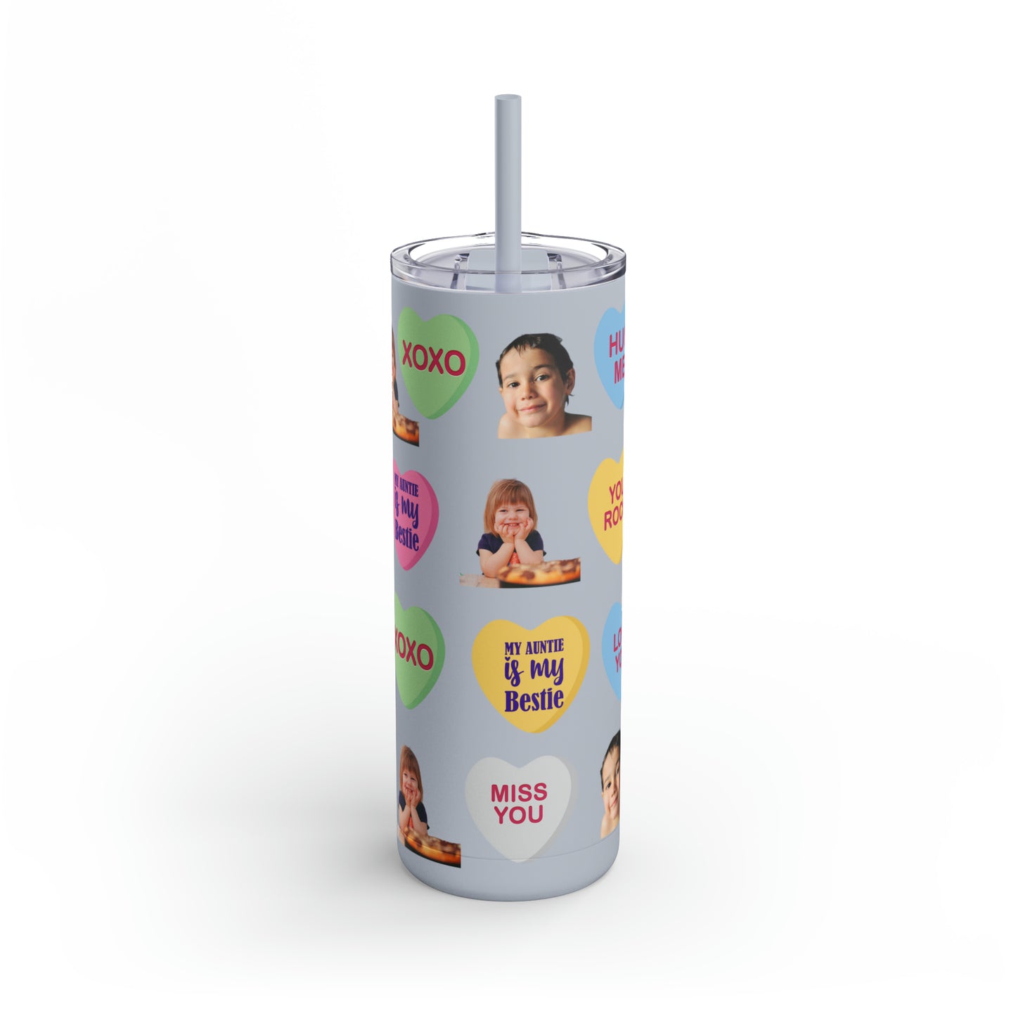Photo Valentine Tumbler, Valentine's Day gift, Tumblers, Auntie gift, Sister gift, Gift for her, Skinny Matte Tumbler, 20oz