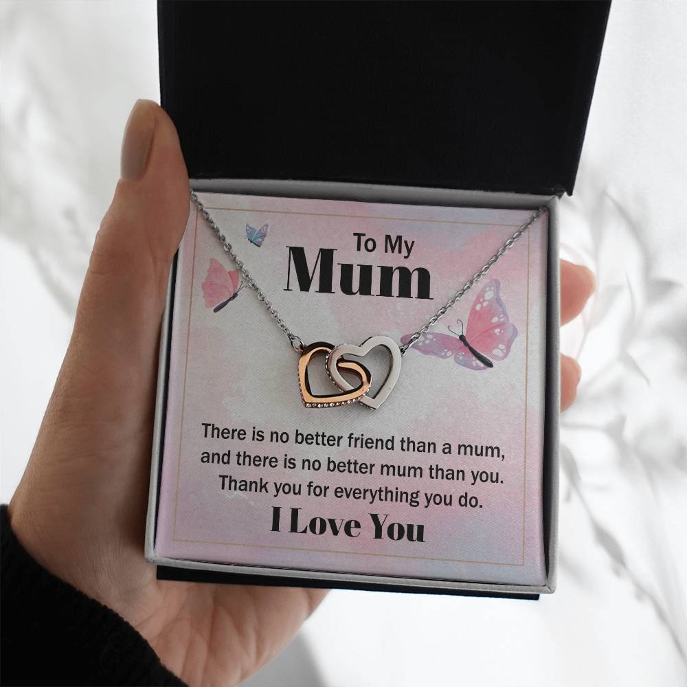 Revd Interlocking Hearts Necklace, Necklace to Mum, Birthday Gift, Gift to Mum, Mother's Day Gift to Mum, Gift from Daughter to Mum, Just Because Gift