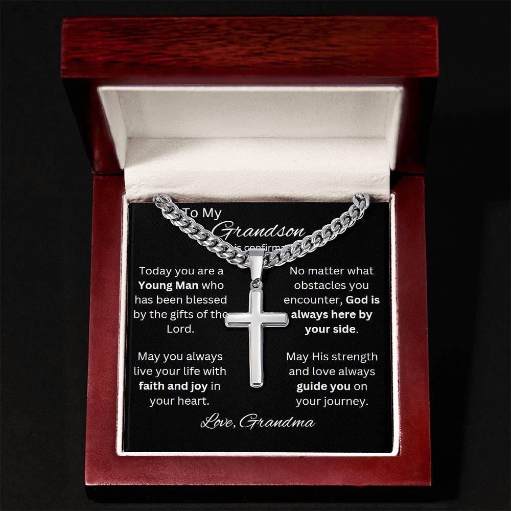 Grandson Confirmation, Confirmation Gift for Boys, Gift from Grandma, Confirmation Necklace, Gift for Him, Baptism Gift, First Communion, Faith, Christening, Confirmation, Cross Necklace