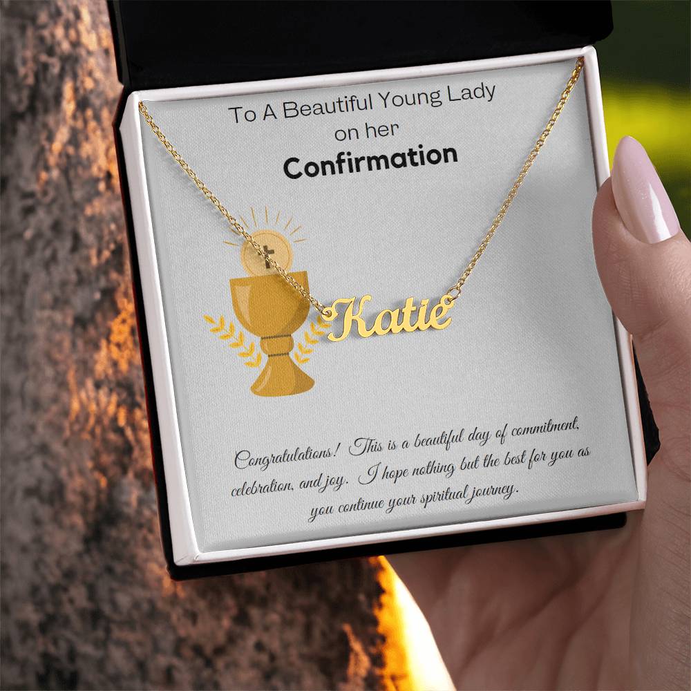 Personalized Name Necklace, Gift from Godparent, Confirmation Gift from Parents, Confirmation Necklace, Communion gift, Baptism gift,