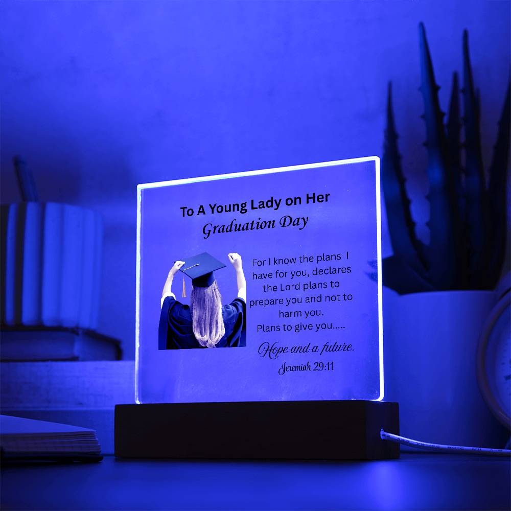 On her graduation day. Printed Square Acrylic Plaque. Graduating Senior Gifts, Graduation Gift for Her, Graduation Gifts, Class of 2025