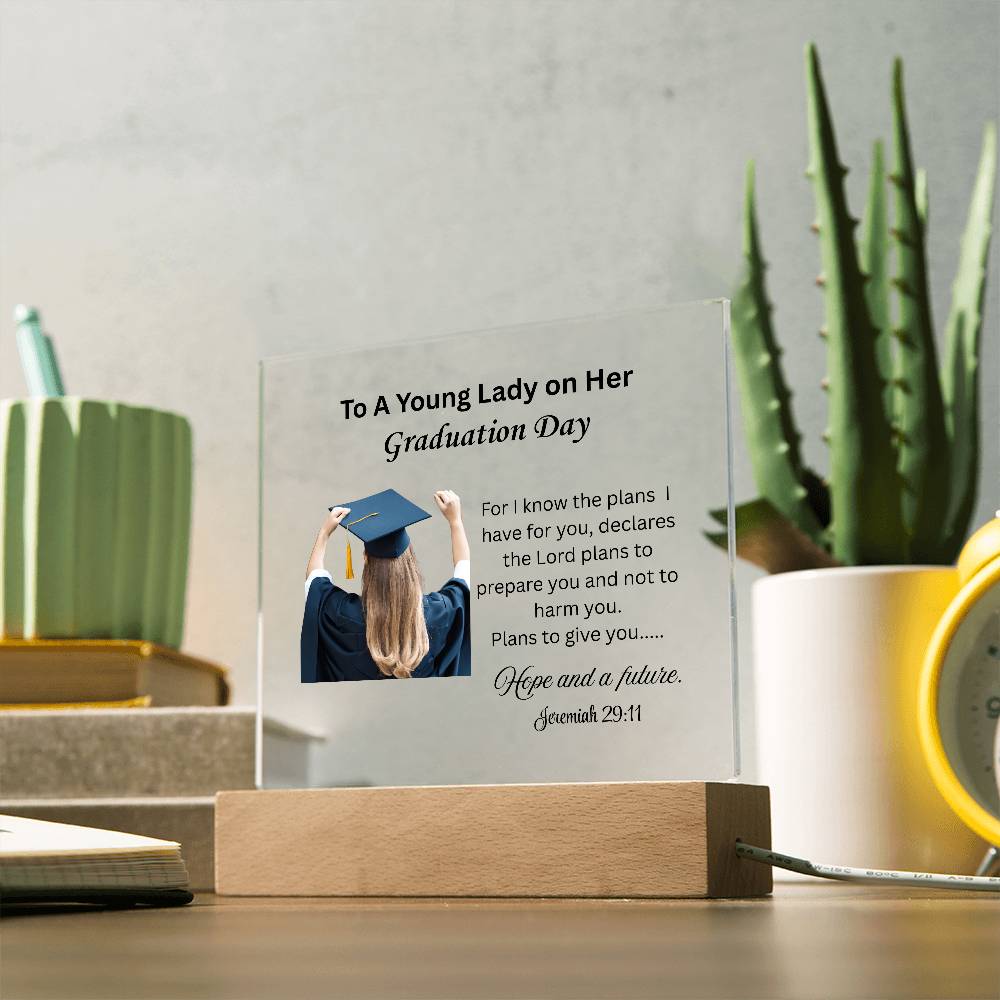 On her graduation day. Printed Square Acrylic Plaque. Graduating Senior Gifts, Graduation Gift for Her, Graduation Gifts, Class of 2025
