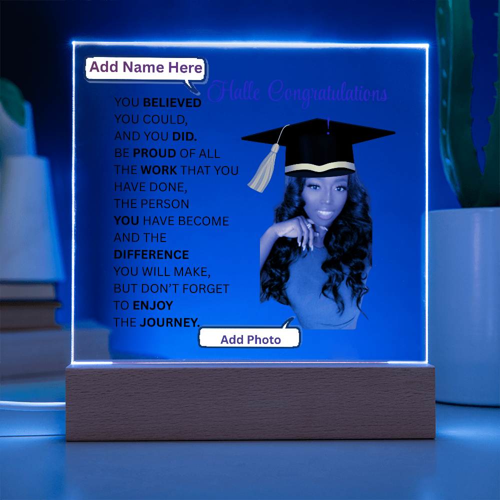 Personalize Printed Acrylic Plaque w/photo and name. Graduate Senior Gift, Graduation Gift for Her, Graduation Gift of 2025, Graduate Gift