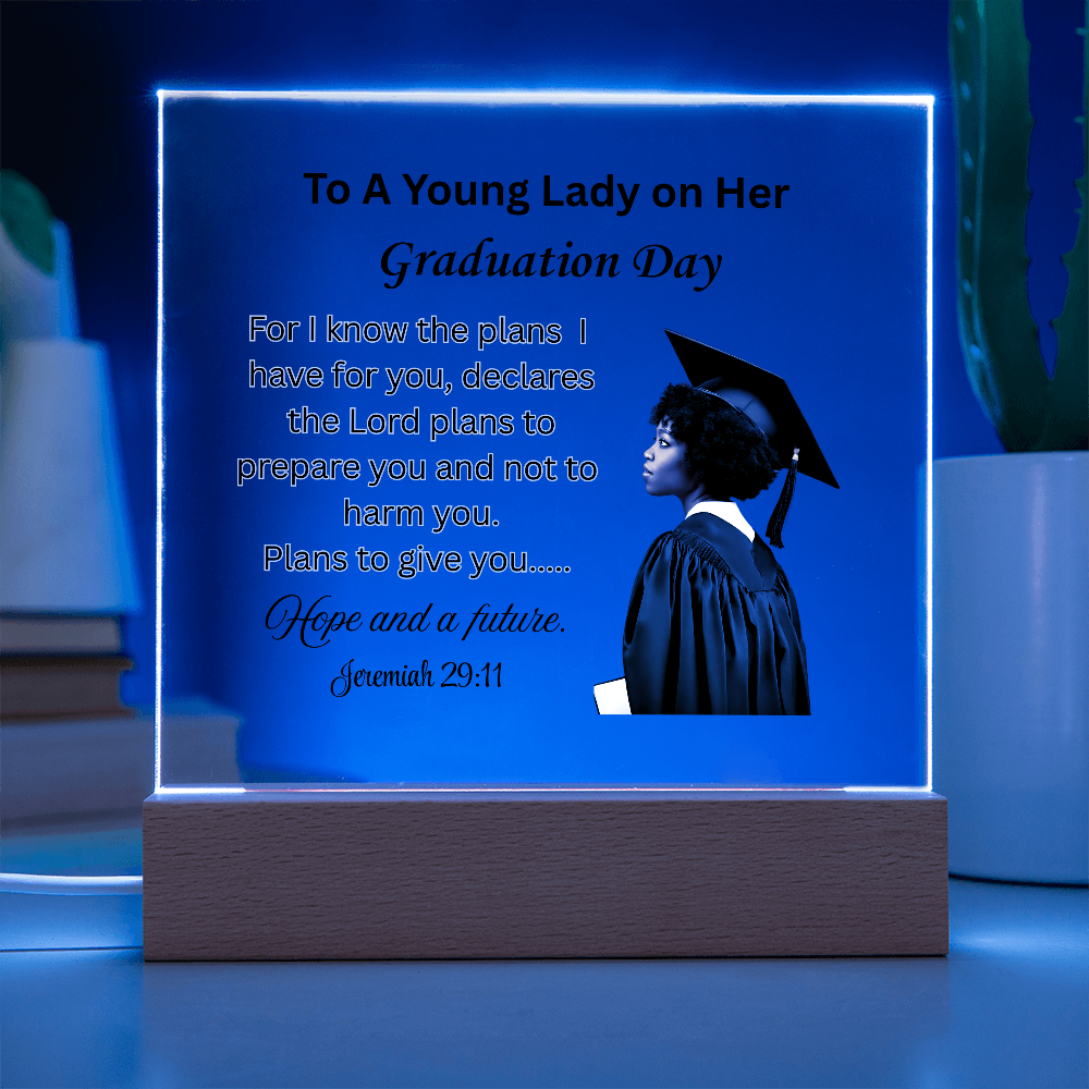 On her graduation day. Printed Square Acrylic Plaque. Graduating Senior Gifts, Graduation Gift for Her, Graduation Gifts, Class of 2025
