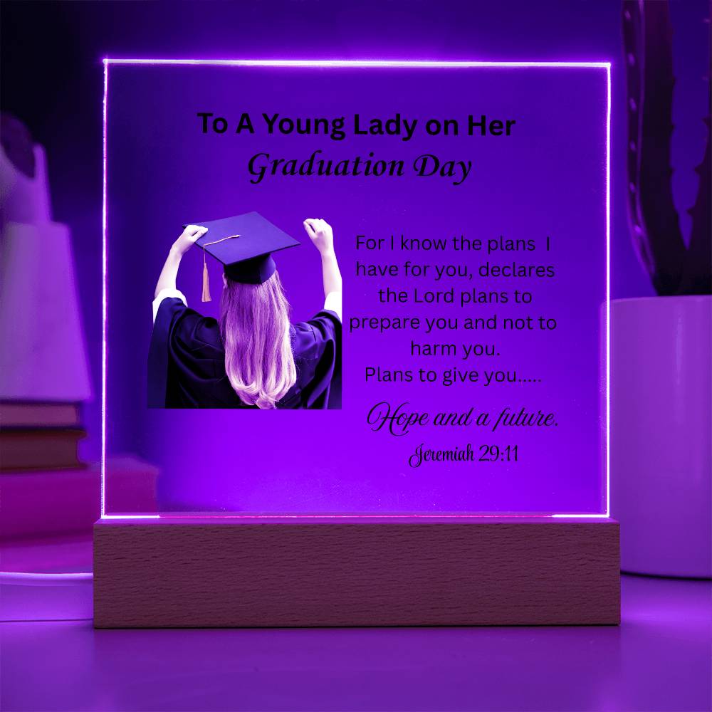 On her graduation day. Printed Square Acrylic Plaque. Graduating Senior Gifts, Graduation Gift for Her, Graduation Gifts, Class of 2025