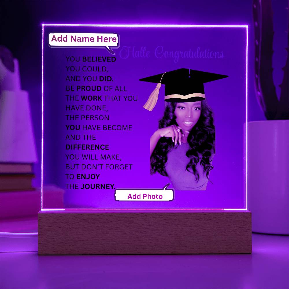 Personalize Printed Acrylic Plaque w/photo and name. Graduate Senior Gift, Graduation Gift for Her, Graduation Gift of 2025, Graduate Gift