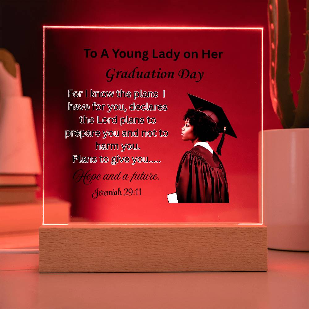 On her graduation day. Printed Square Acrylic Plaque. Graduating Senior Gifts, Graduation Gift for Her, Graduation Gifts, Class of 2025